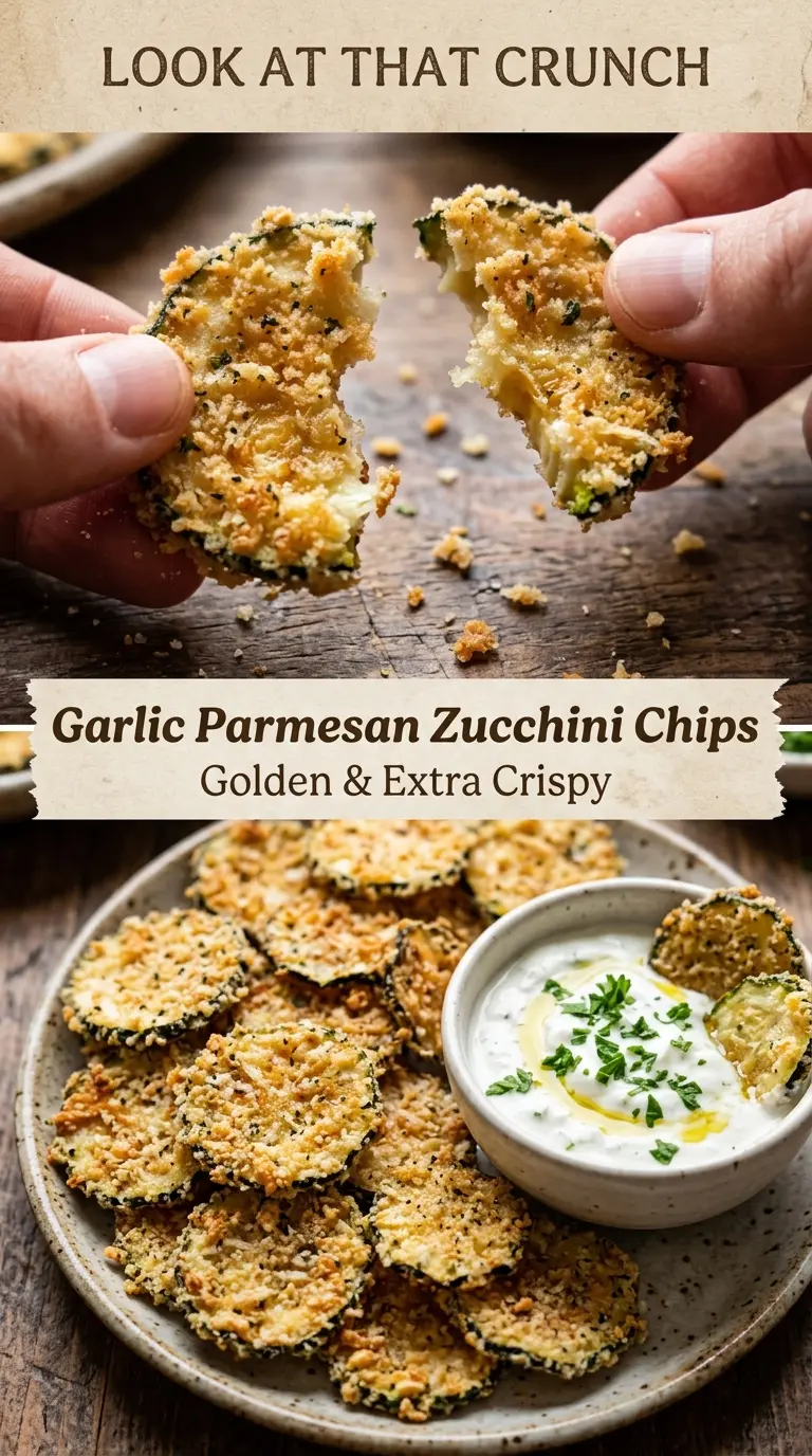 Garlic Parmesan Zucchini Chips crispy savory