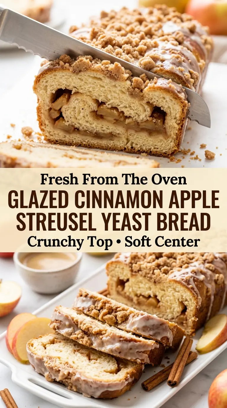 Glazed Cinnamon Apple Streusel Yeast Bread