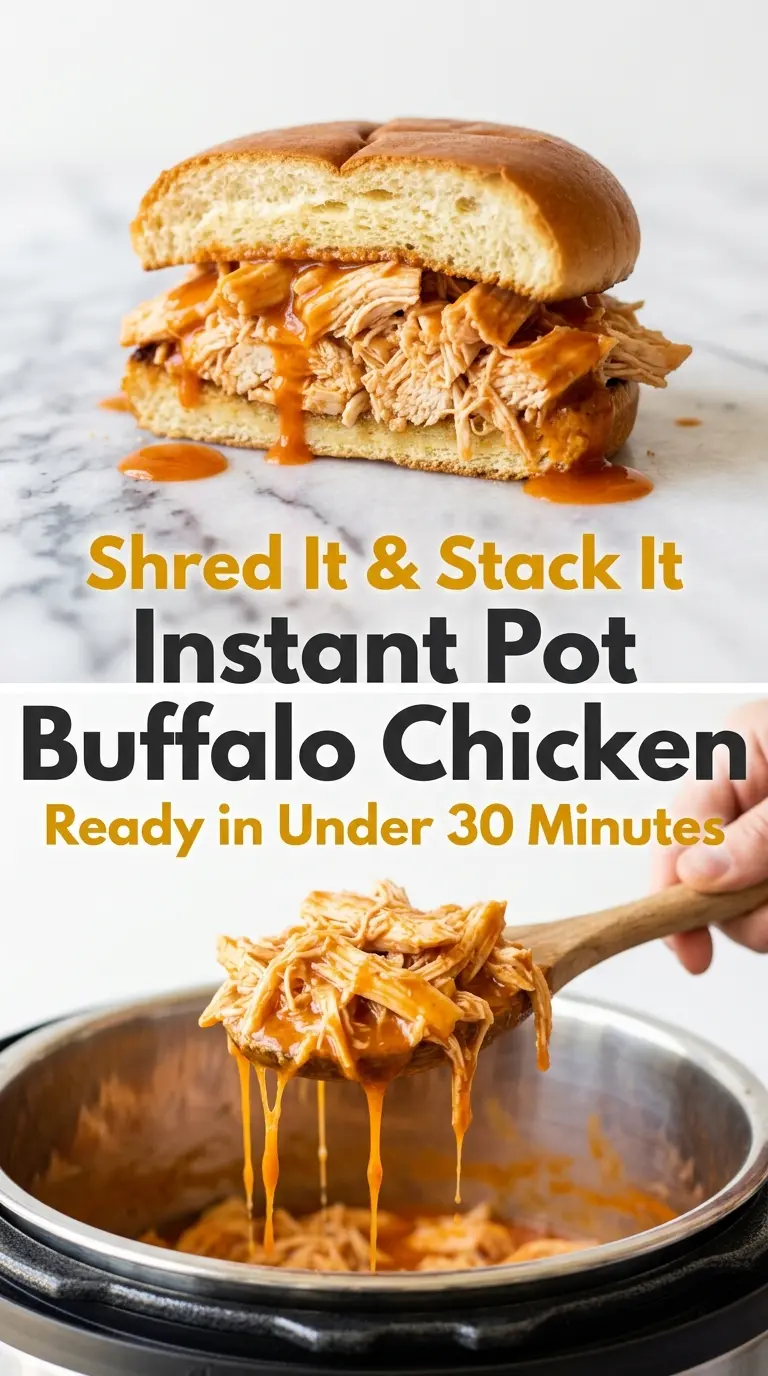 Instant Pot Buffalo Chicken spicy shredded