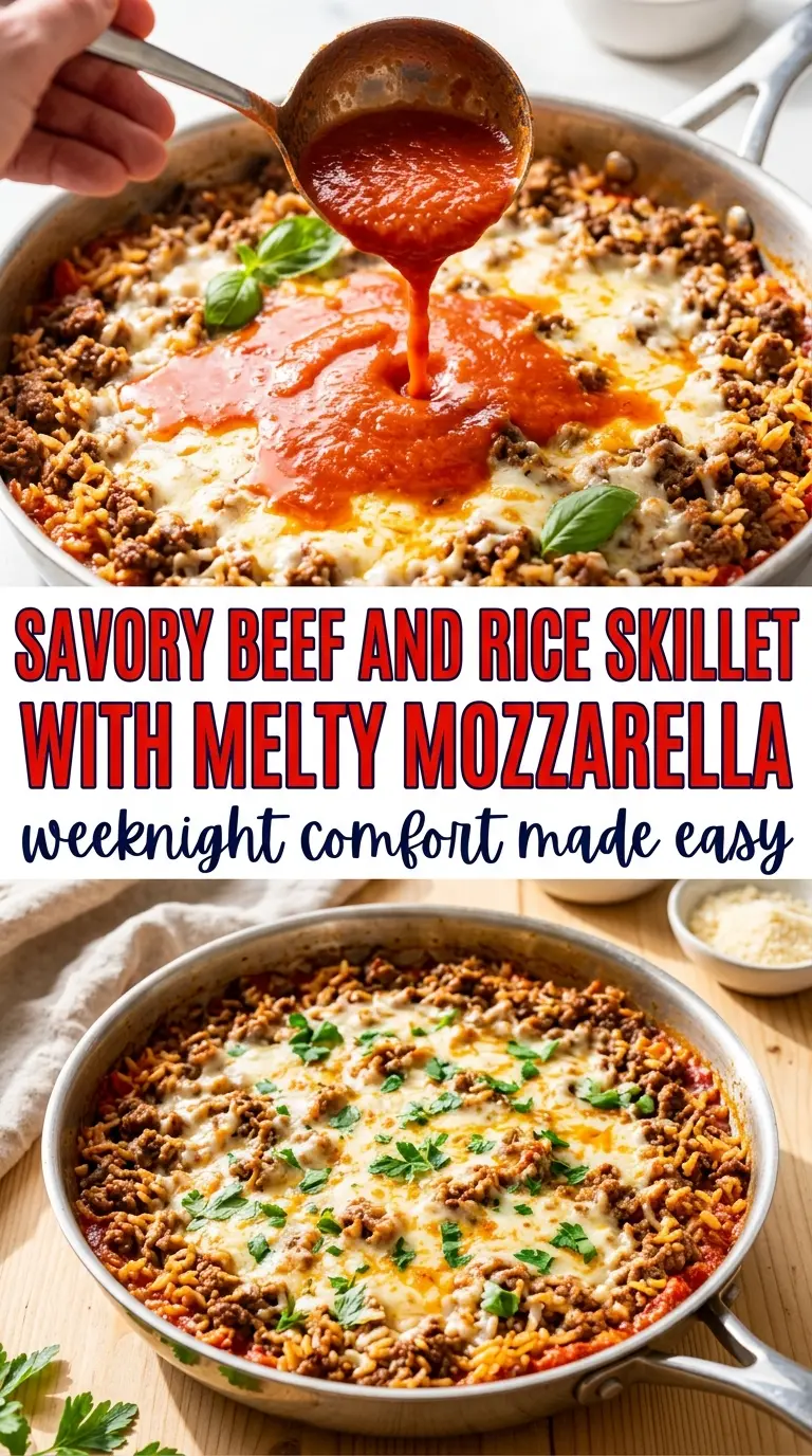 Italian Ground Beef and Rice Skillet, cheesy, hearty, one-pan