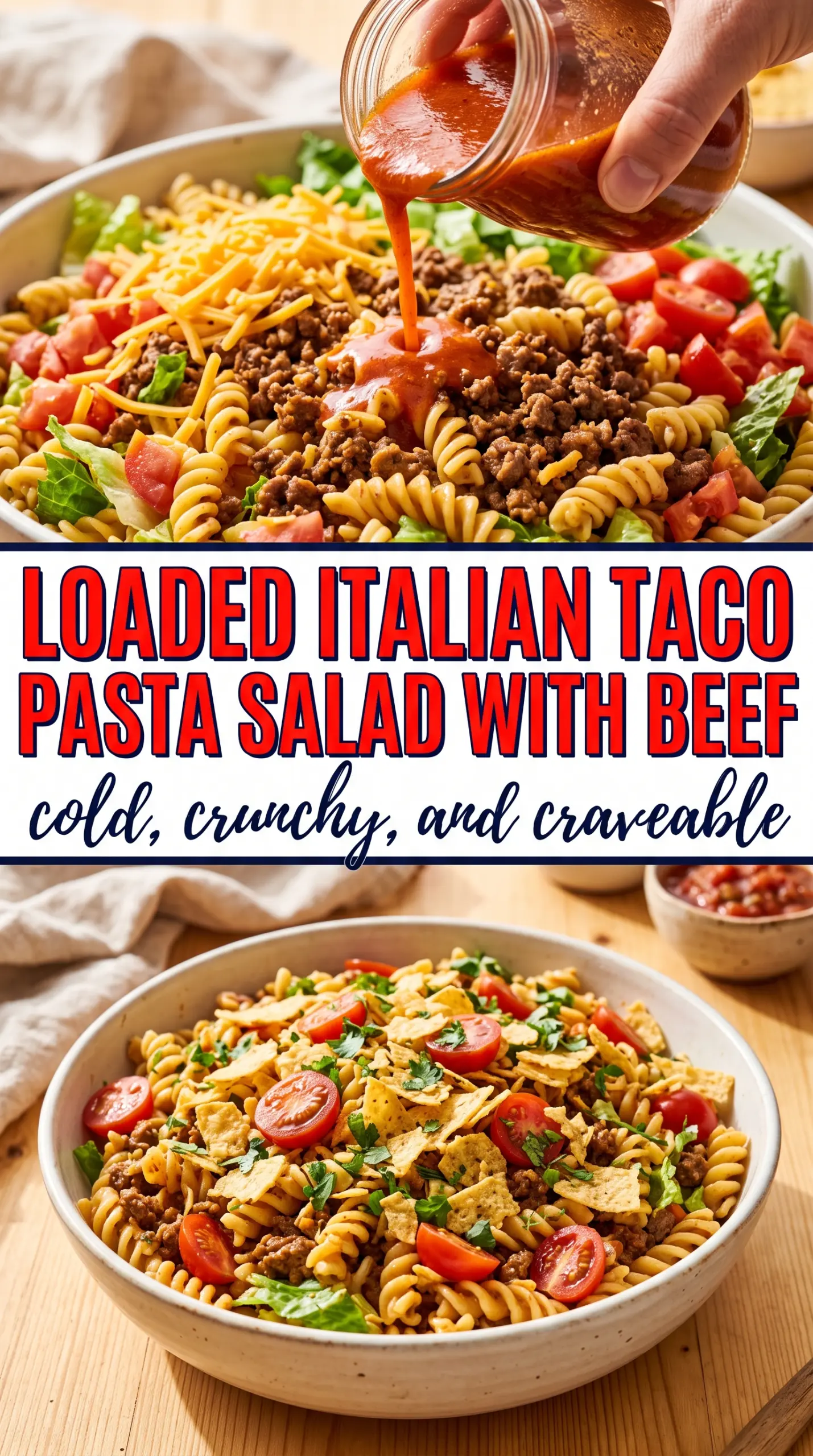 Italian Taco Pasta Salad cold crunchy zesty