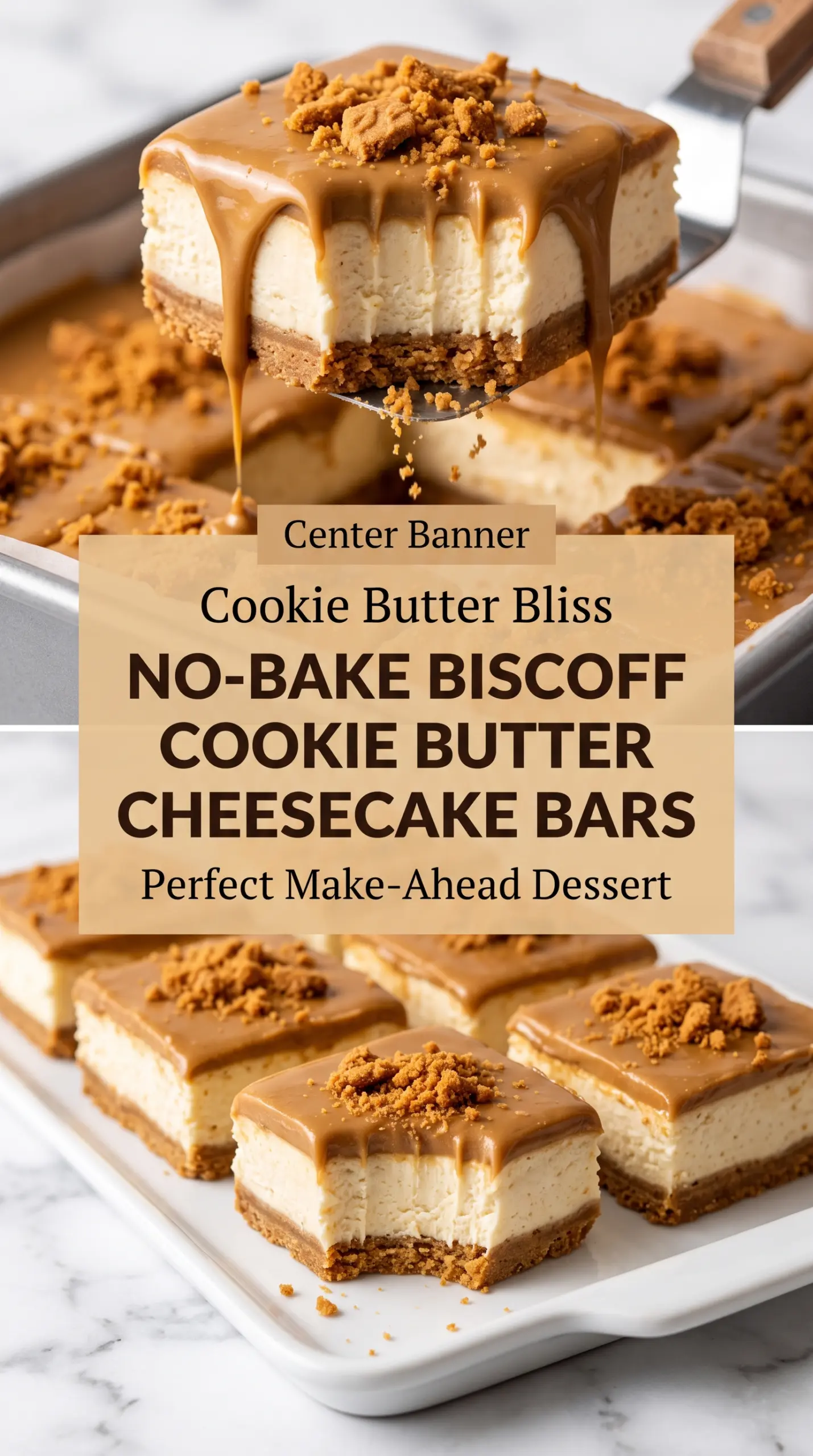 No-Bake Biscoff Cookie Butter Cheesecake Bars