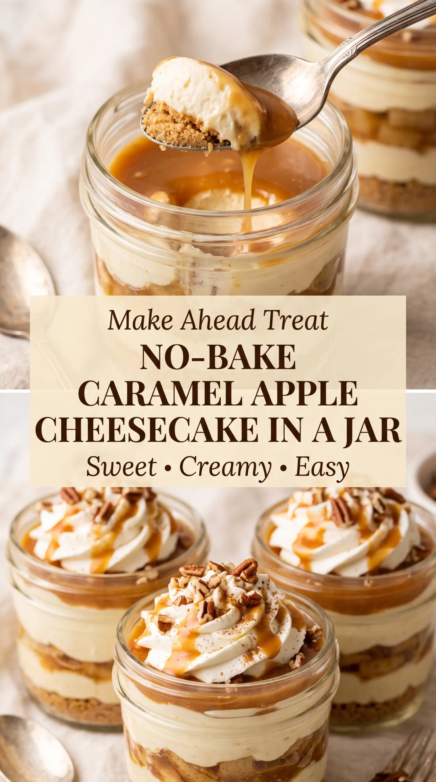 No-Bake Caramel Apple Cheesecake In A Jar