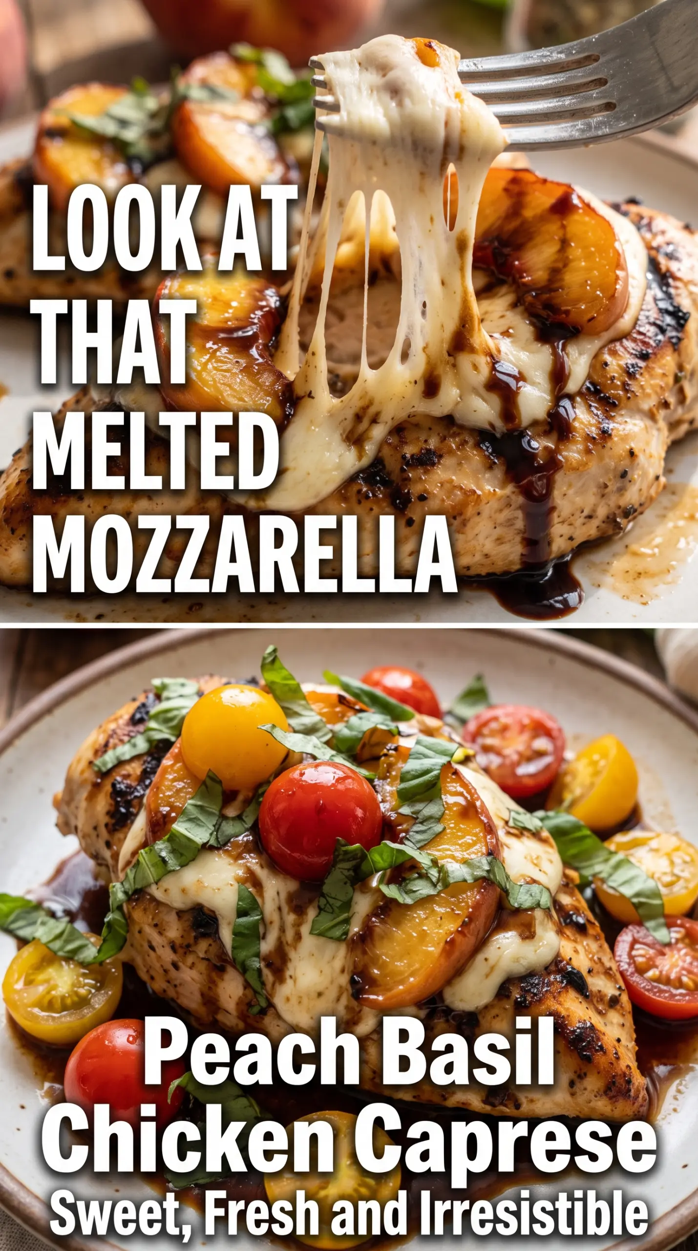 Peach Basil Chicken Caprese juicy peaches mozzarella basil