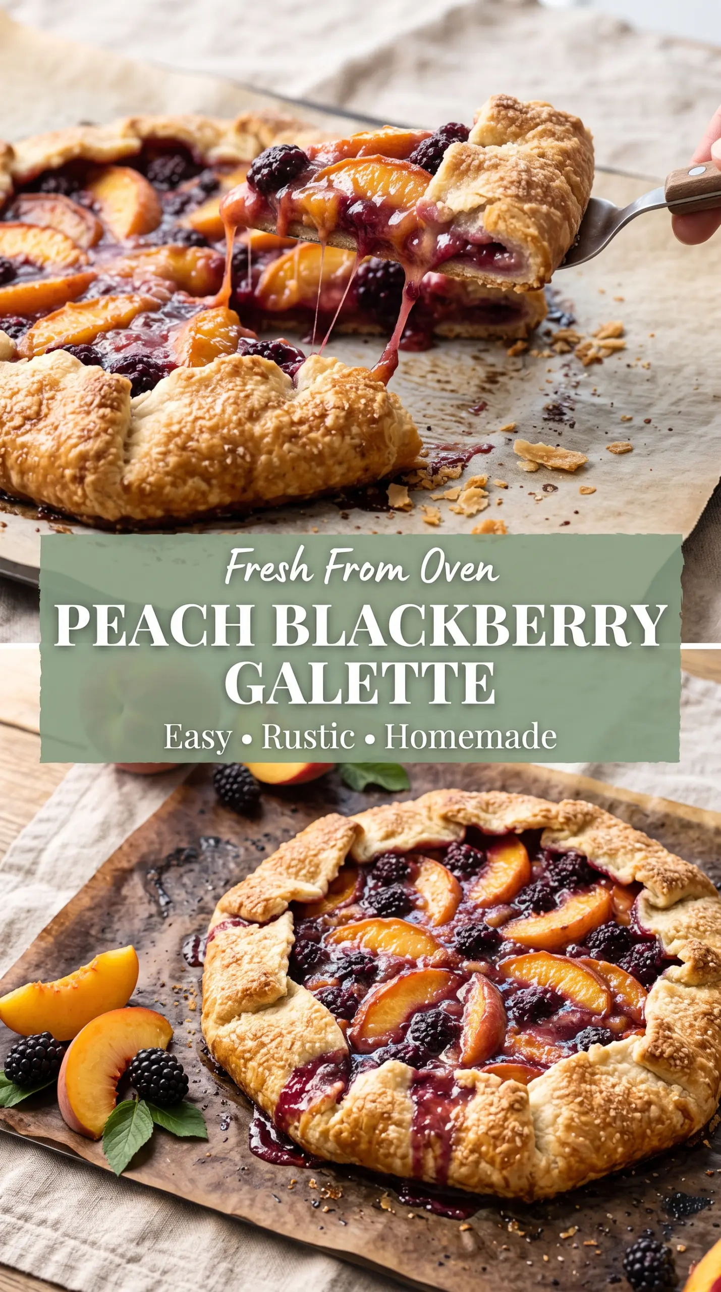 Peach Blackberry Galette flaky juicy rustic