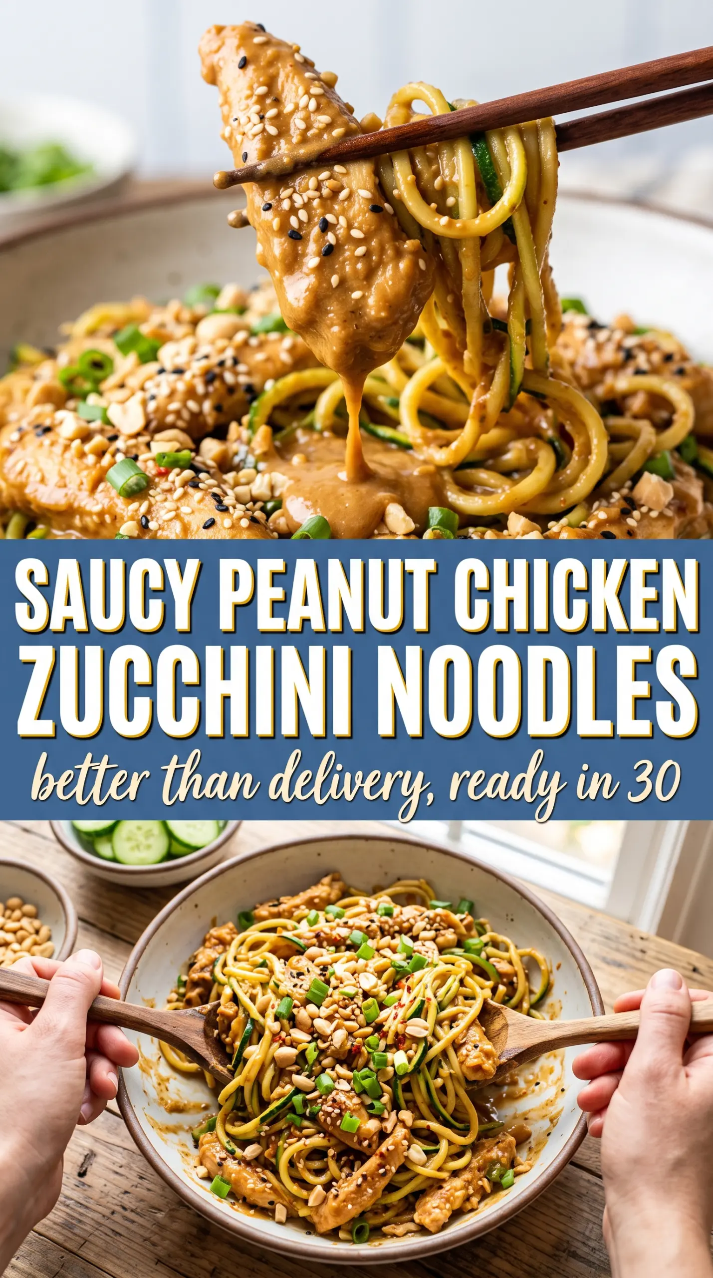 Peanut Chicken and Zucchini Noodles creamy peanut sauce, zesty lime