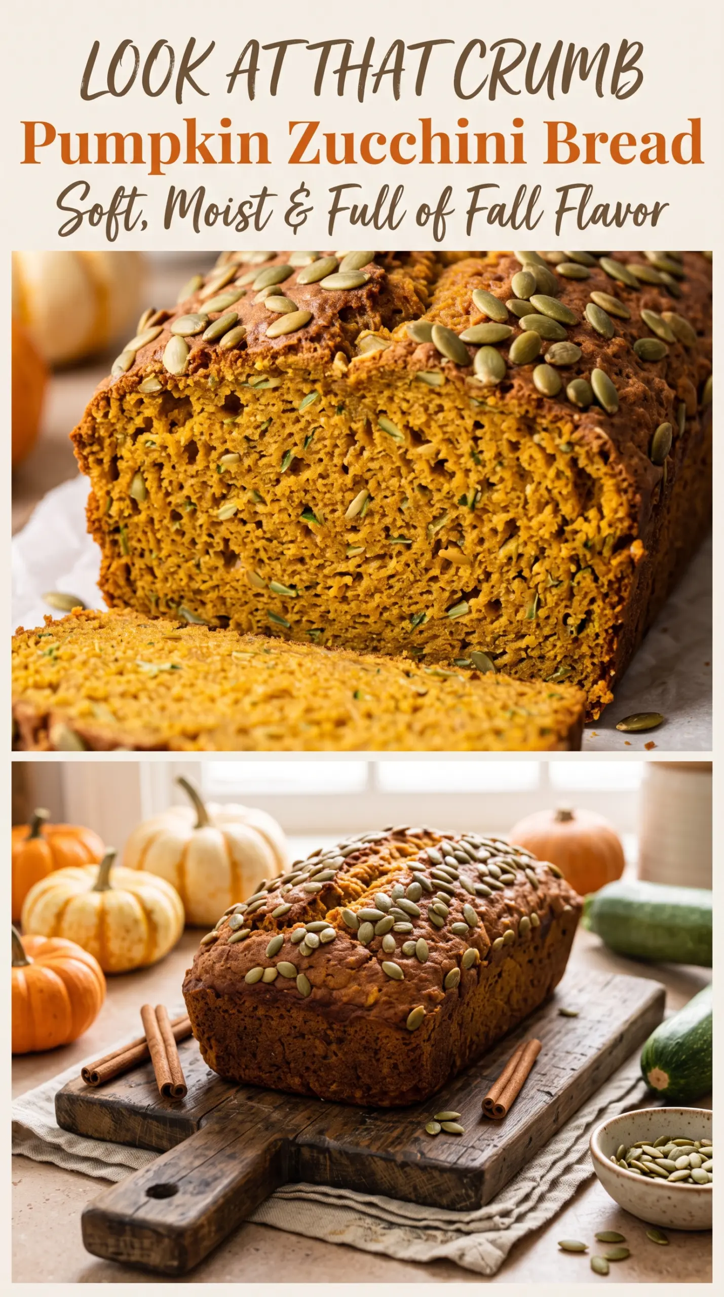 Pumpkin Zucchini Bread moist spiced loaf