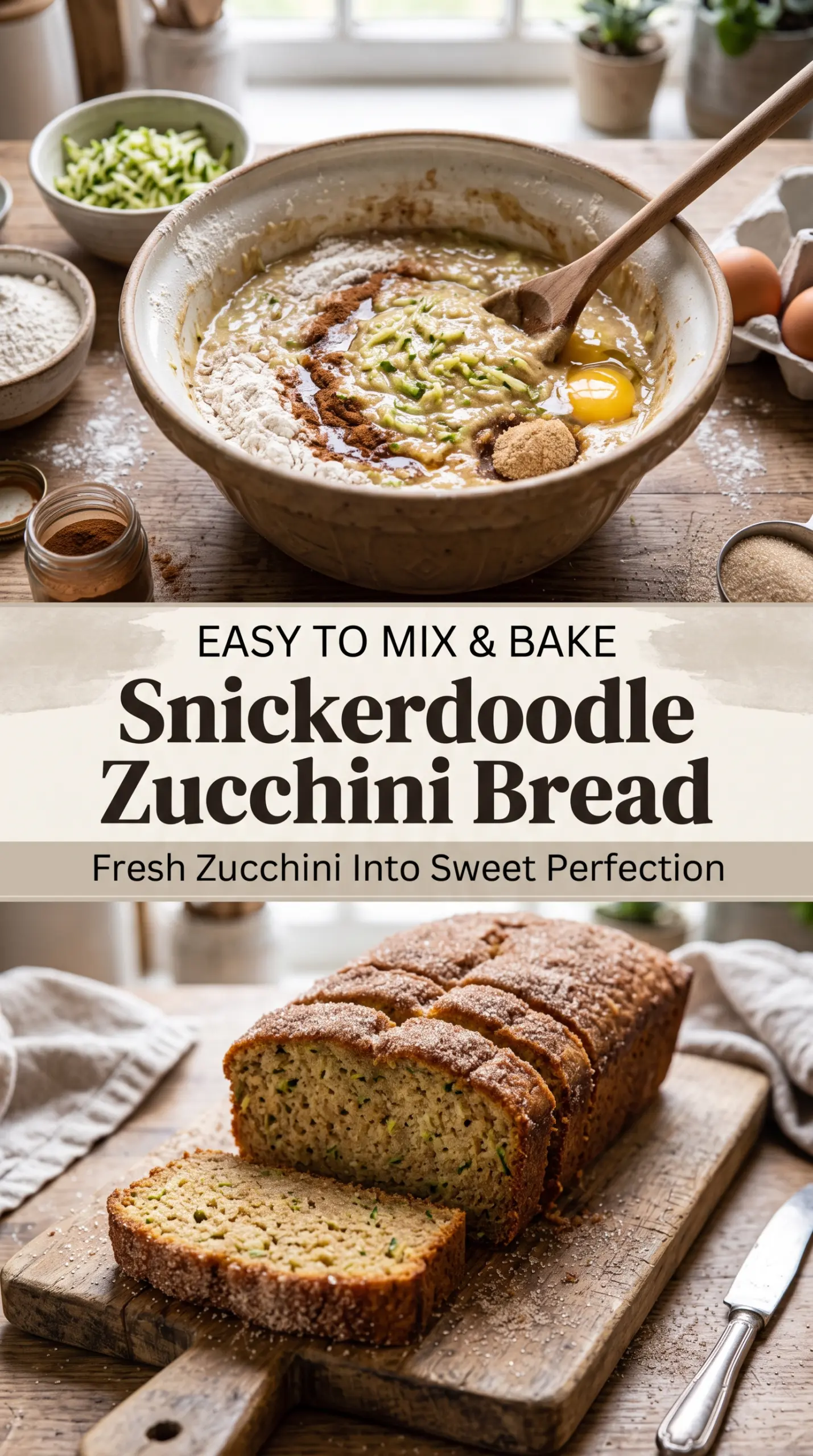 Snickerdoodle zucchini bread moist cinnamon sugar