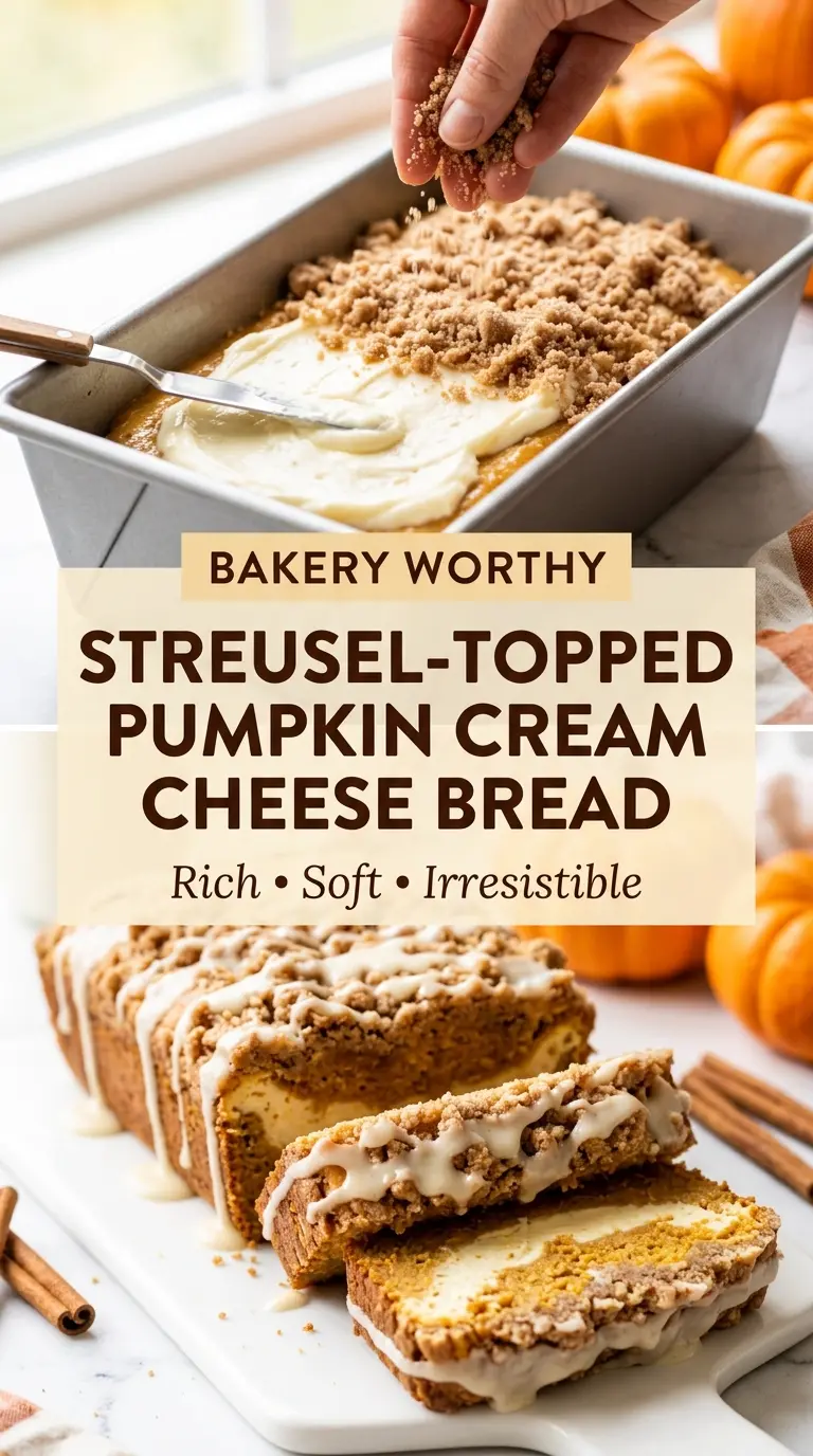Streusel-Topped Pumpkin Cream Cheese Bread moist spiced crumb