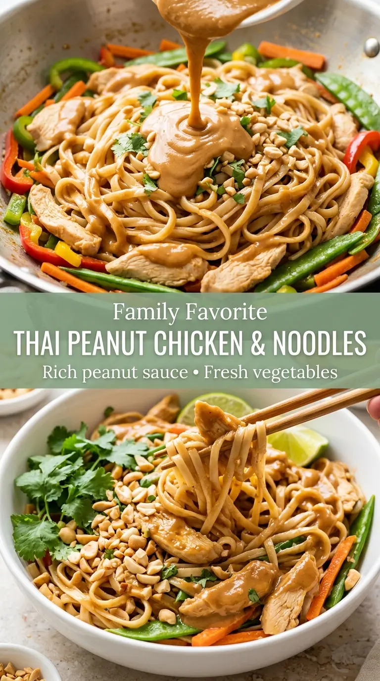 Thai Peanut Chicken and Noodles creamy savory colorful