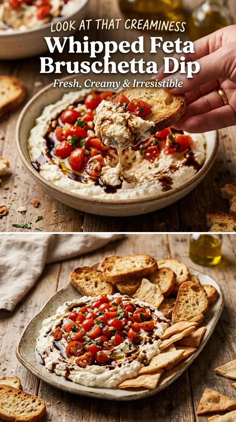 Whipped Feta Bruschetta Dip creamy tomato-basil