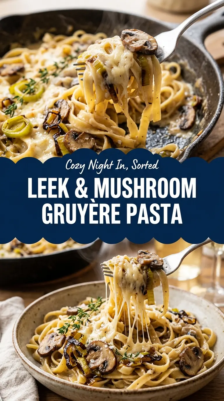 Caramelized Leek and Mushroom Gruyere Pasta