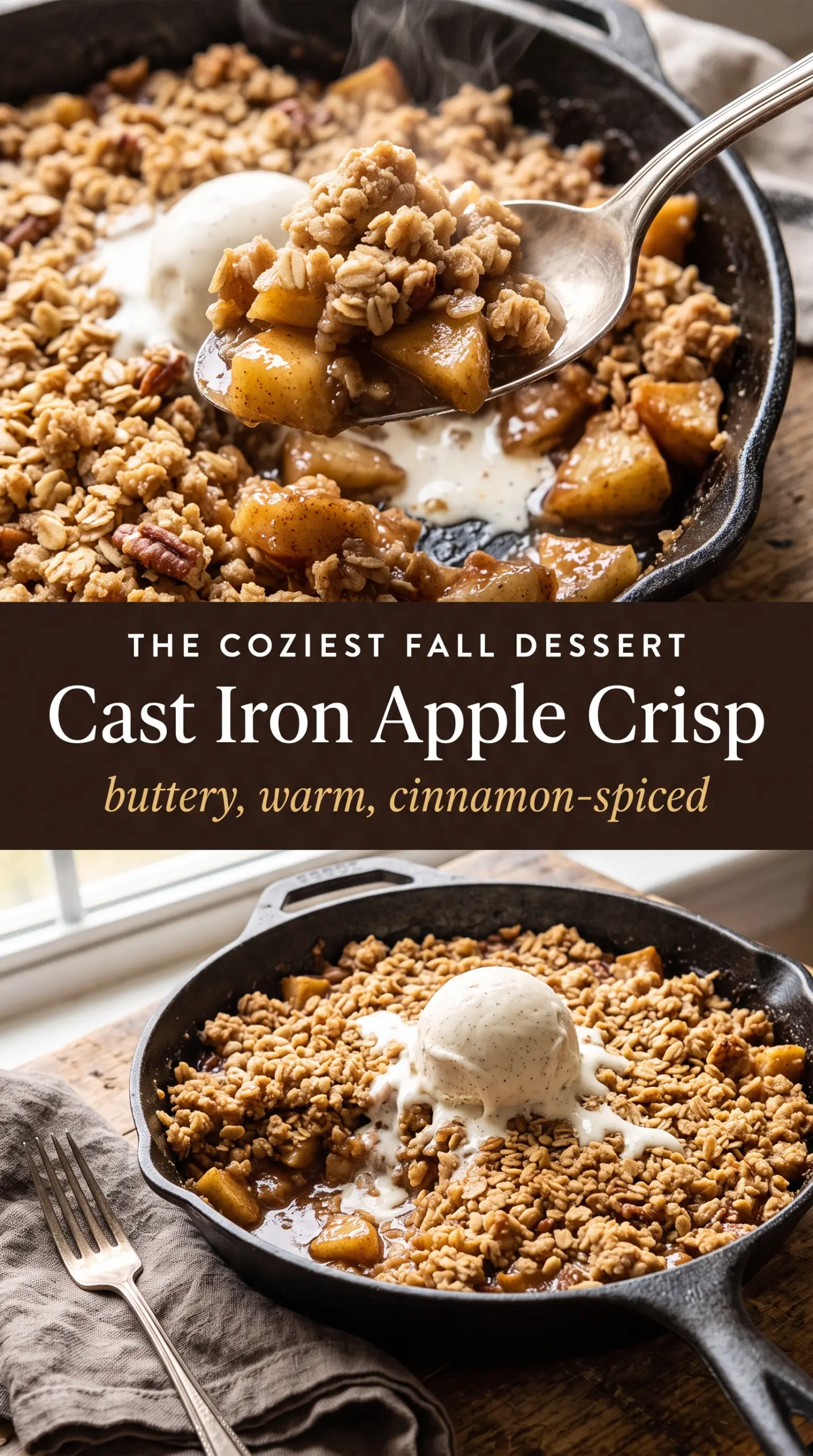 Cast Iron Apple Crisp warm cinnamon crumbly