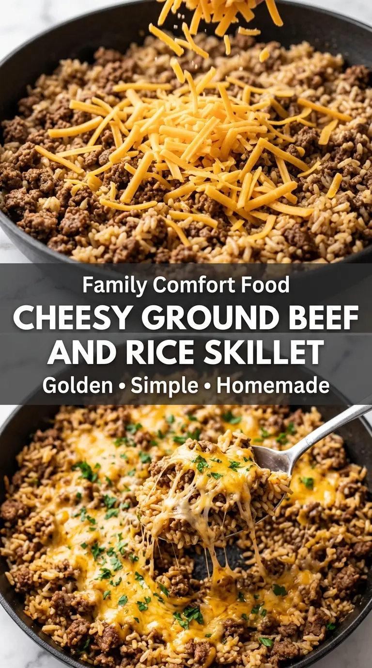 Cheesy Ground Beef and Rice Skillet savory cheesy