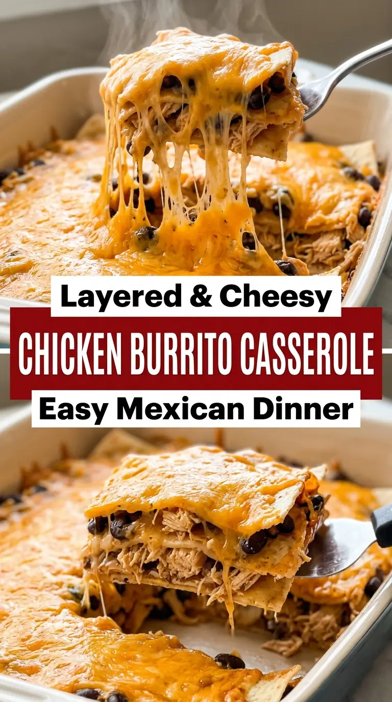 Chicken Burrito Casserole cheesy layered baked