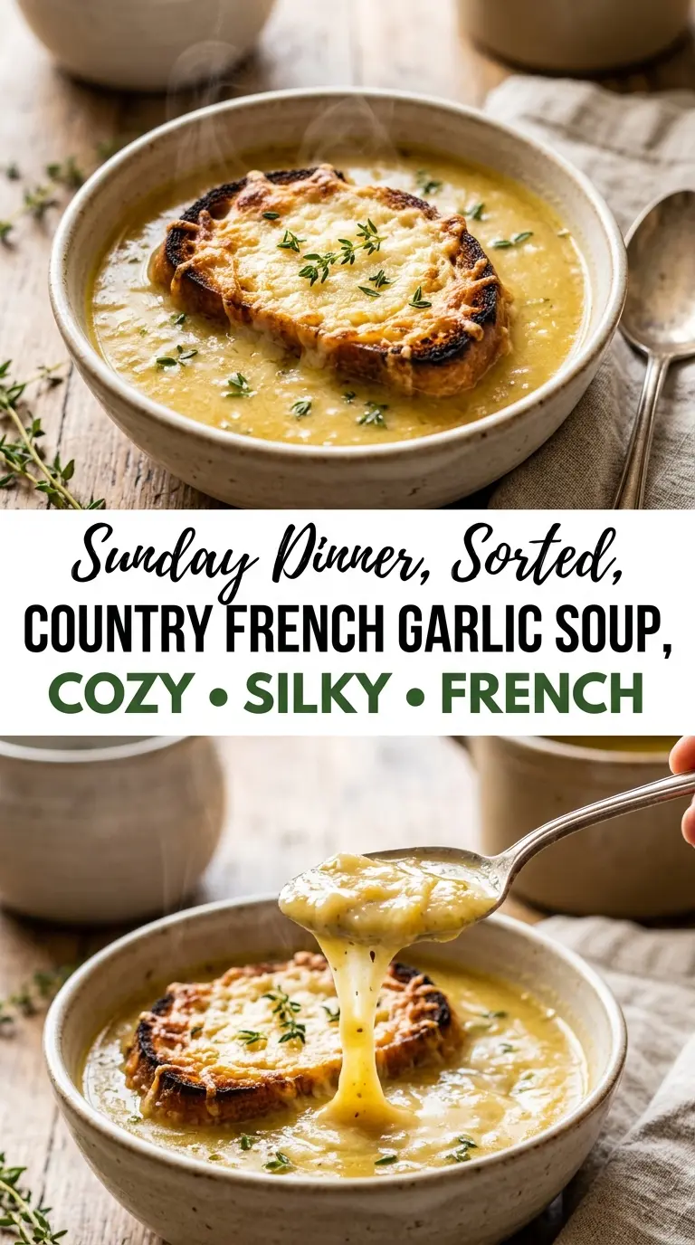 Country French Garlic Soup rustic mellow creamy