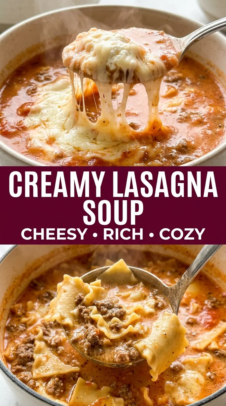 Creamy Lasagna Soup rich tomato broth, cheesy comfort