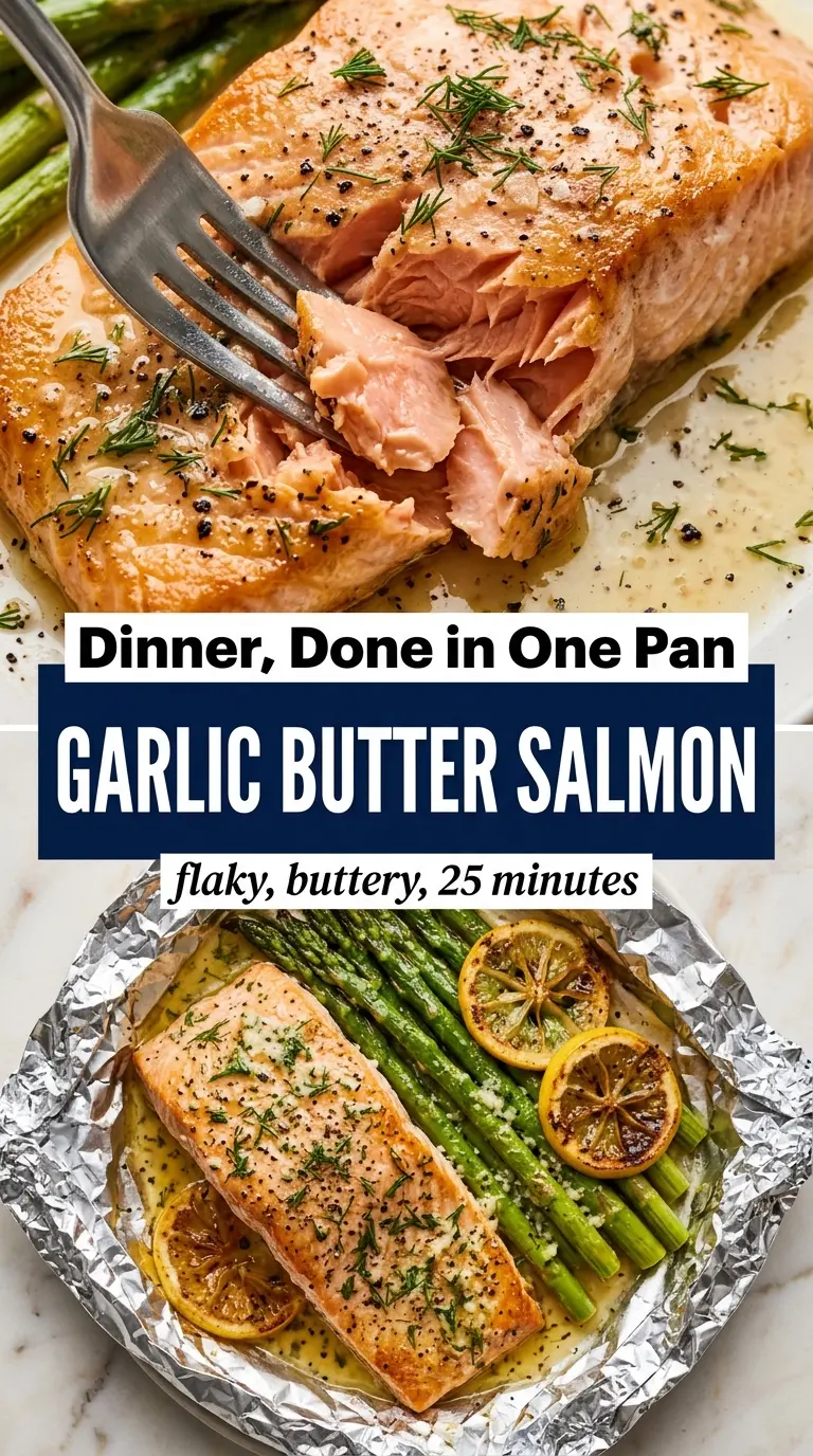Garlic Butter Baked Salmon in Foil with Asparagus