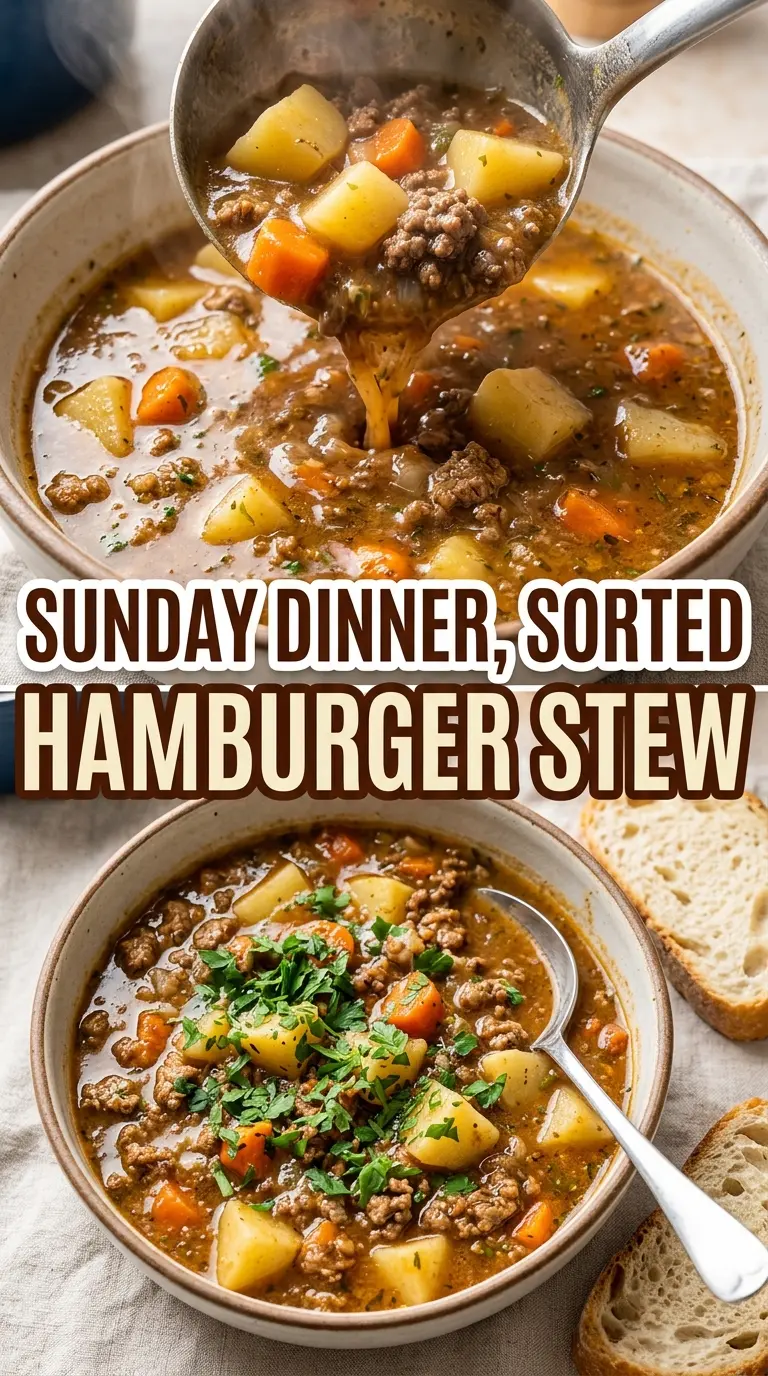 Hamburger Stew hearty, rustic, one-pot