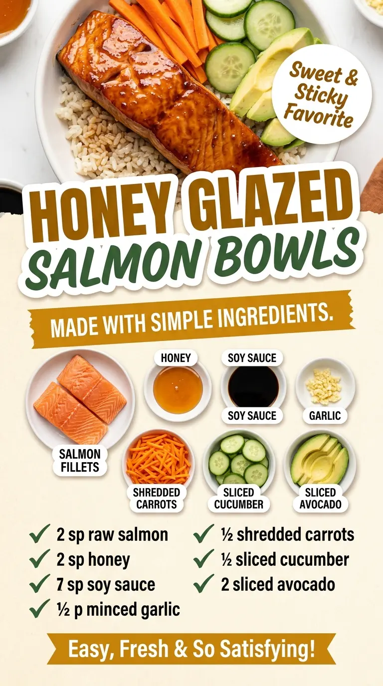 Honey Glazed Salmon Bowls sticky caramelized