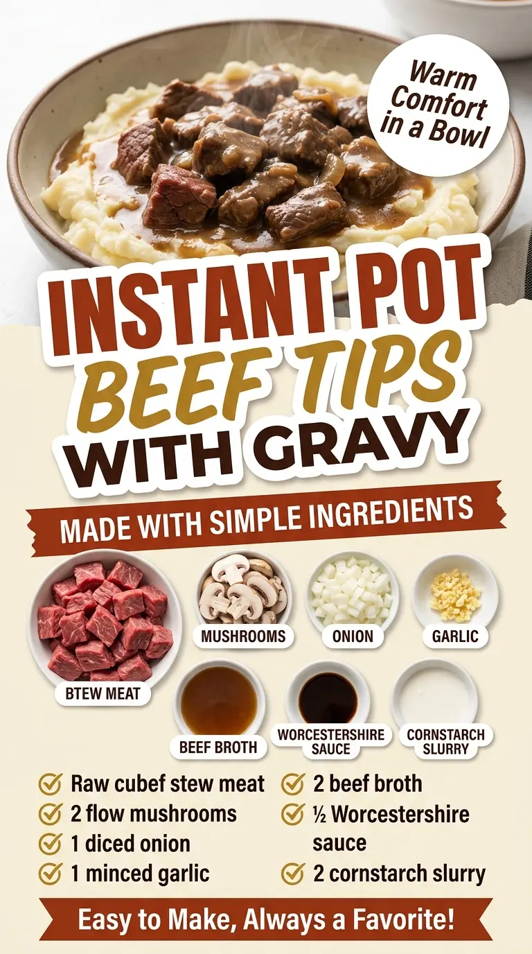 Instant Pot Beef Tips with Gravy tender savory
