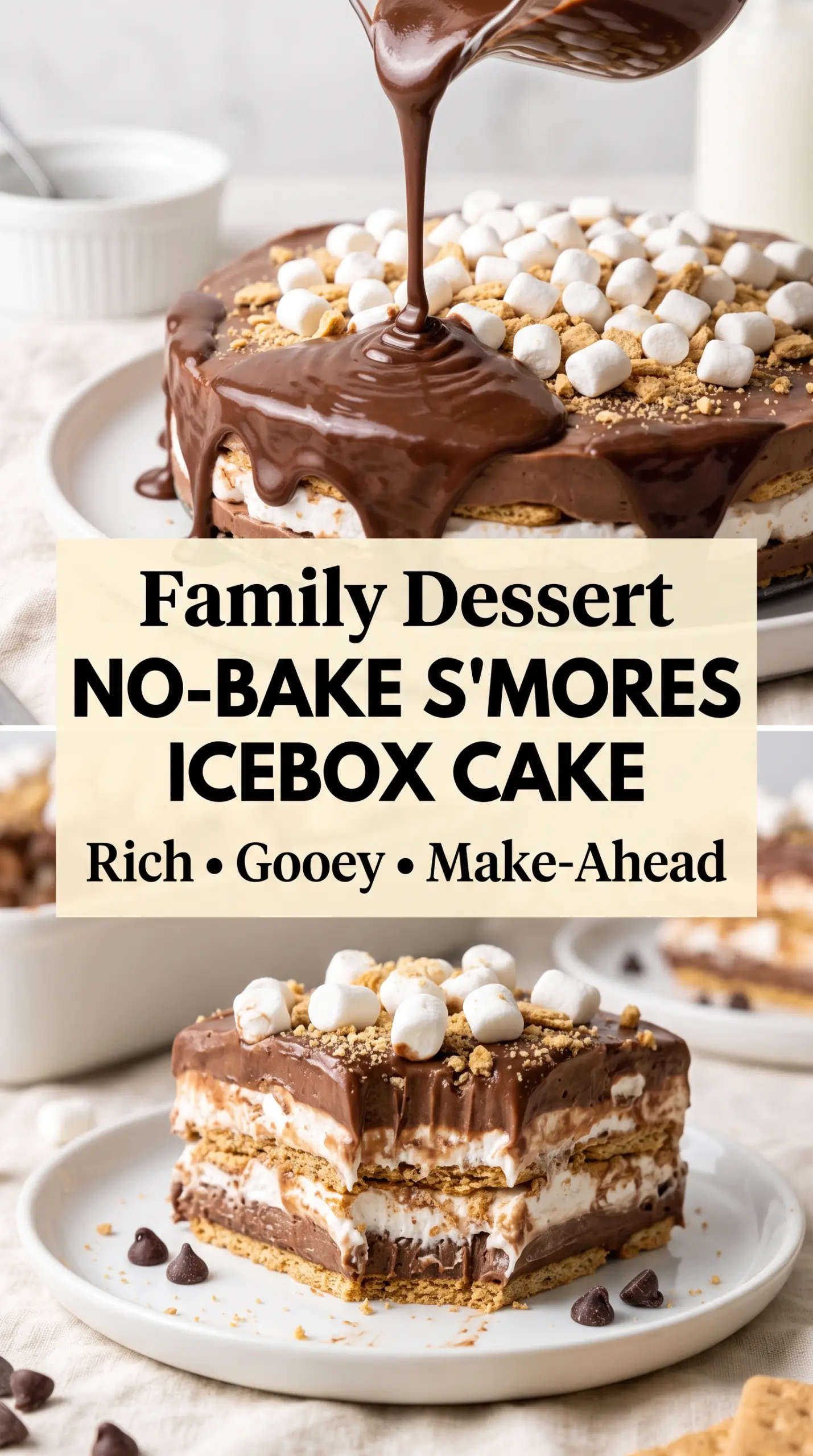 No-Bake S'mores Icebox Cake creamy layered dessert