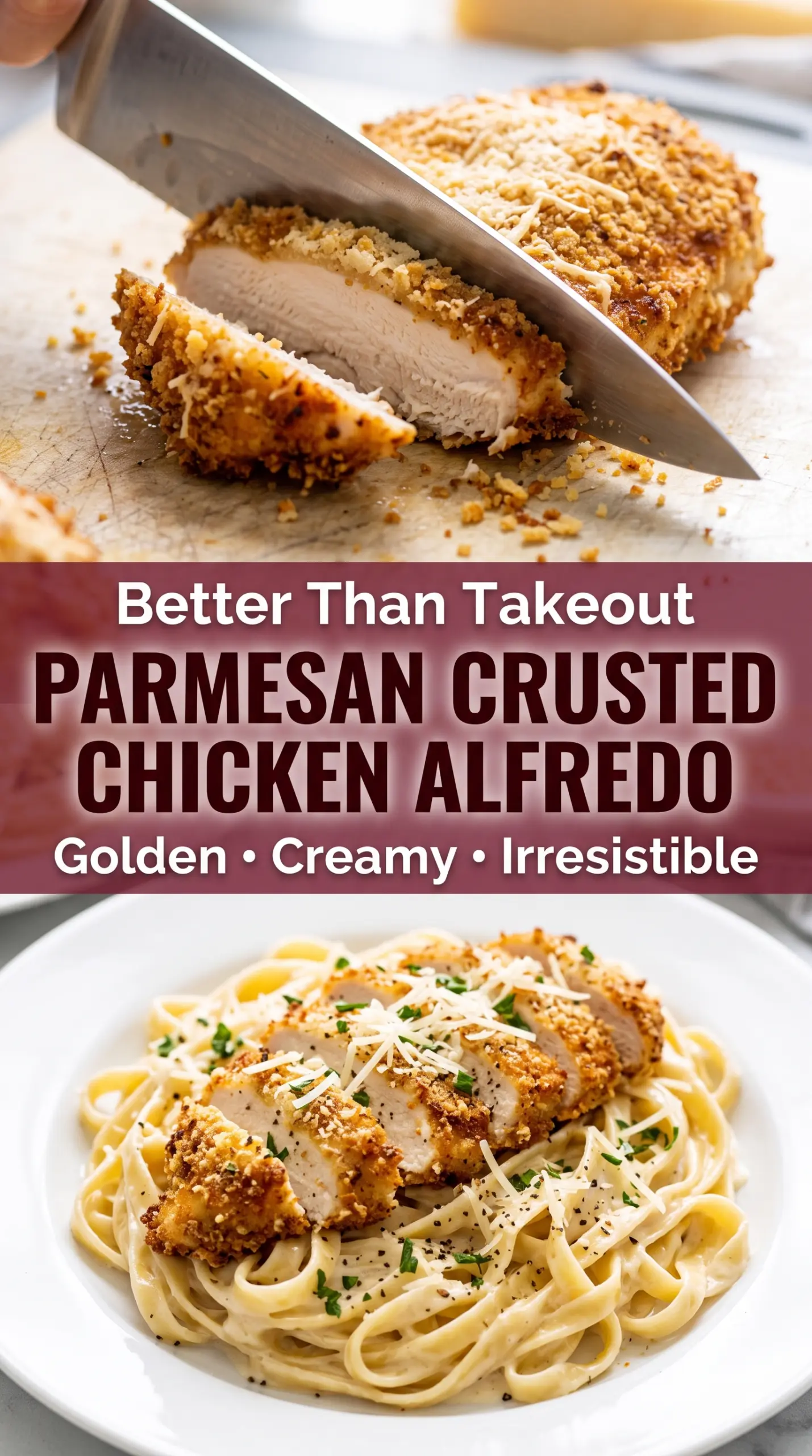 Parmesan Crusted Chicken Alfredo
