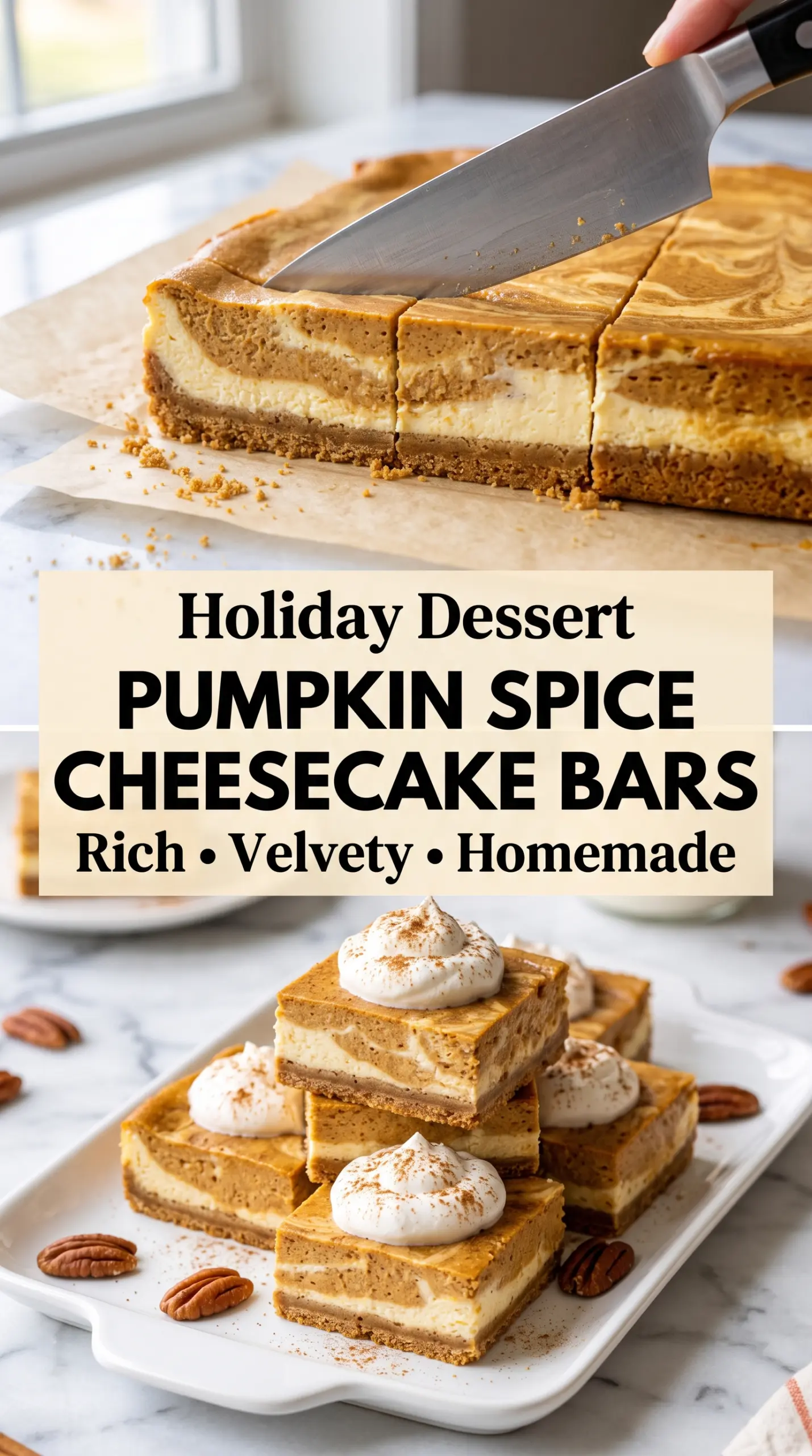 Pumpkin Spice Cheesecake Bars creamy swirled dessert bars
