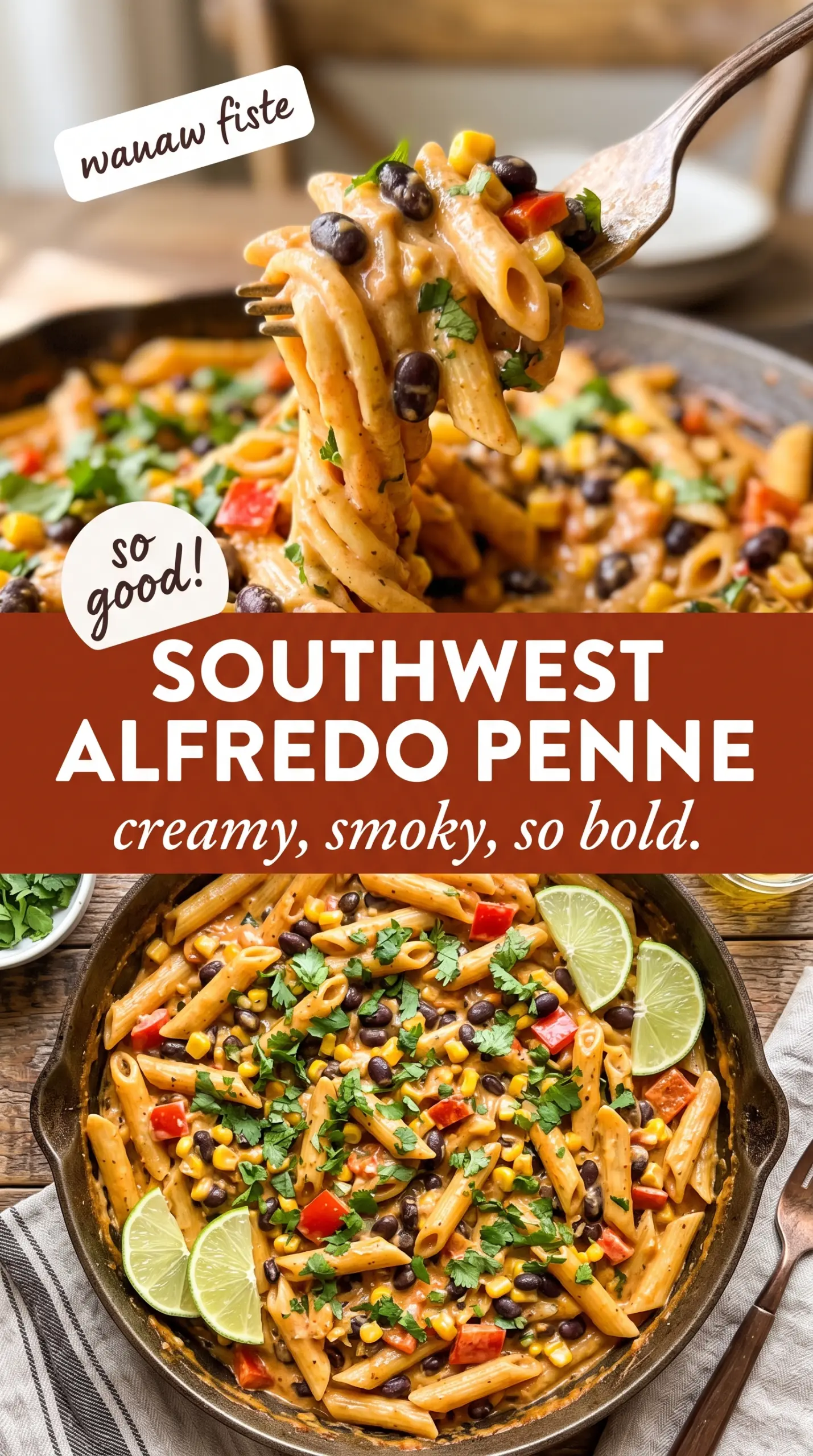 Southwest Alfredo Penne Pasta creamy smoky comforting