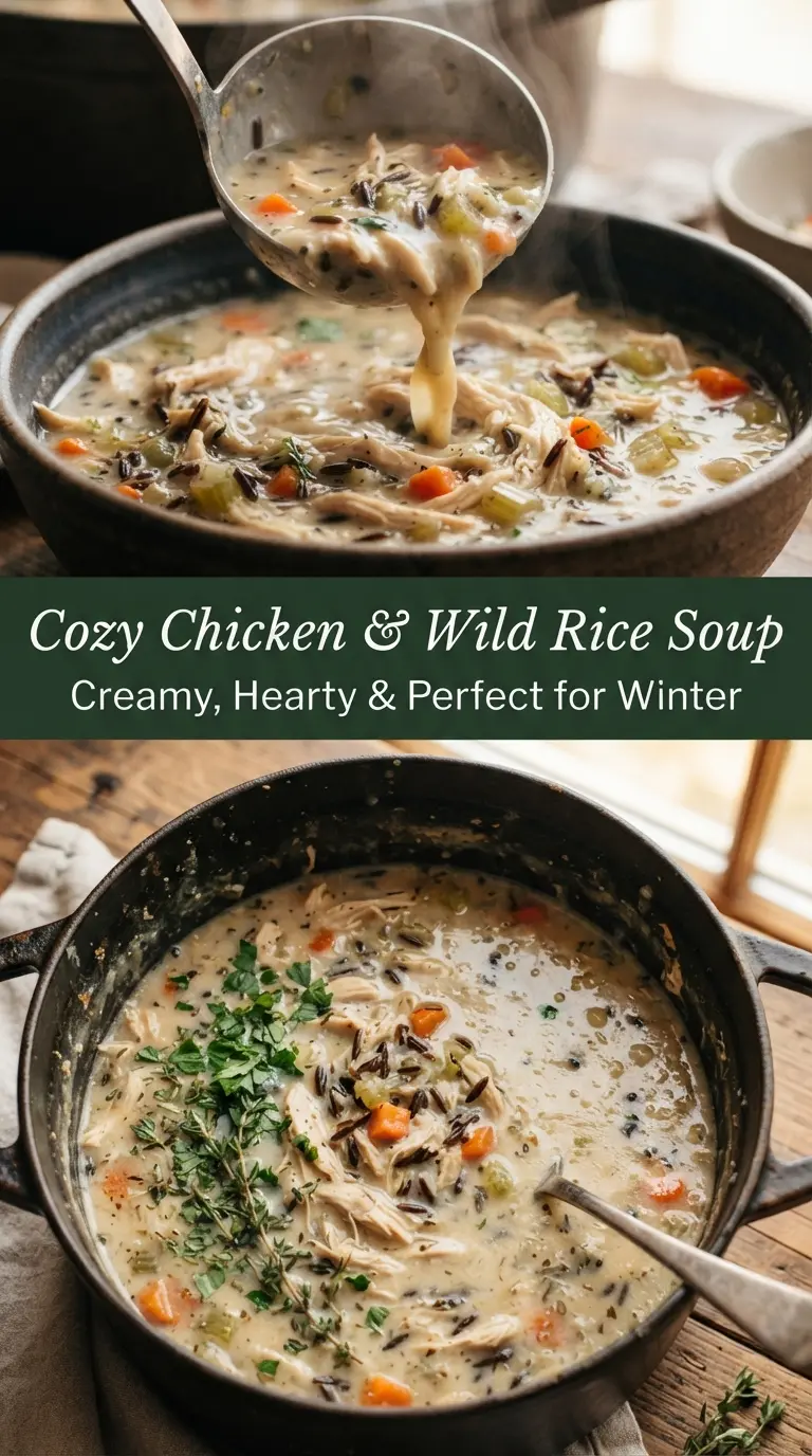 Creamy One Pot Chicken and Wild Rice Soup, hearty, cozy, creamy