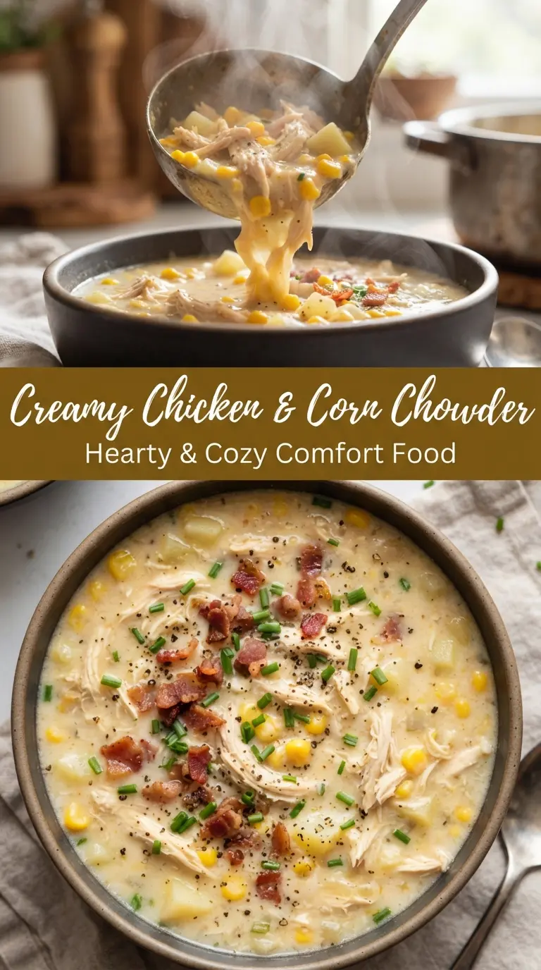 Creamy One Pot Chicken Corn Chowder with Bacon, hearty creamy, smoky