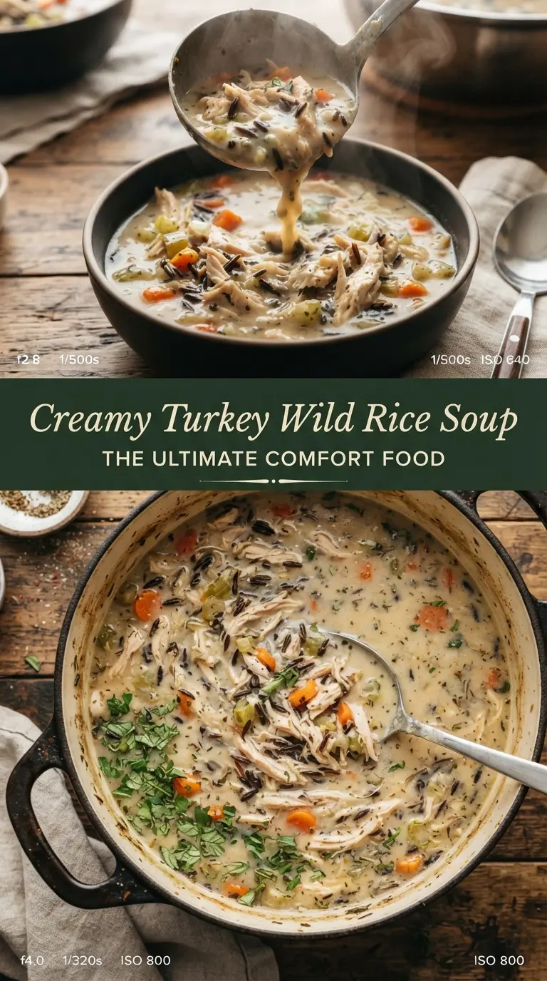 Creamy One Pot Turkey Wild Rice Soup with Mushrooms, cozy, hearty, creamy