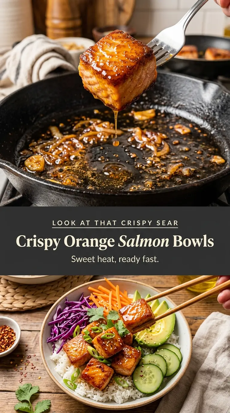 Crispy Orange Salmon Bowls