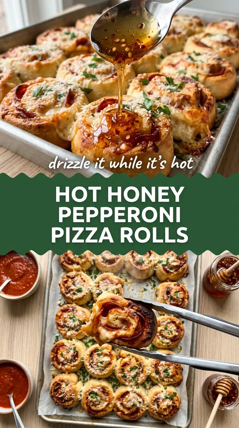 Hot Honey Pepperoni Pizza Rolls cheesy spicy pull-apart
