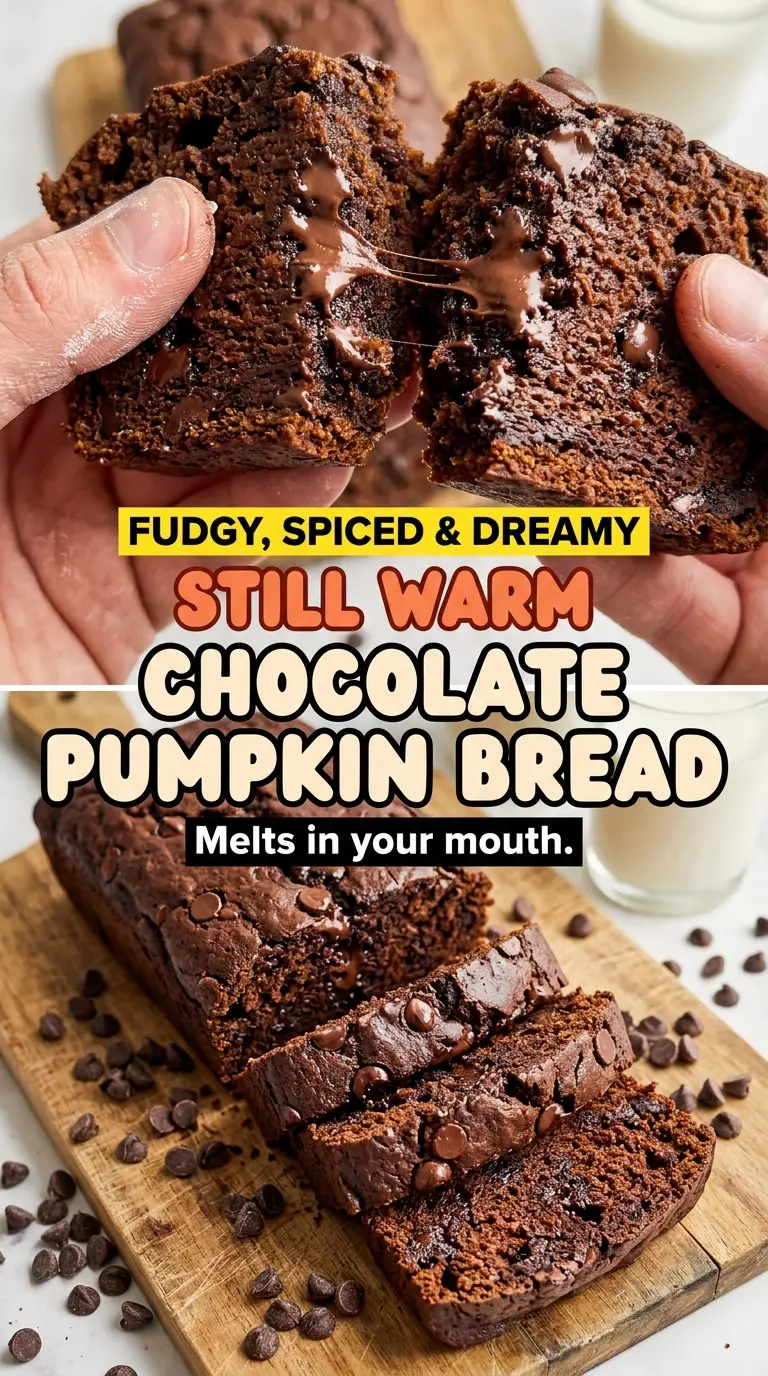 Moist Chocolate Pumpkin Bread fudgy chocolate chips