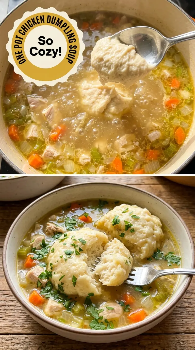One Pot Chicken Dumpling Soup fluffy herby comforting