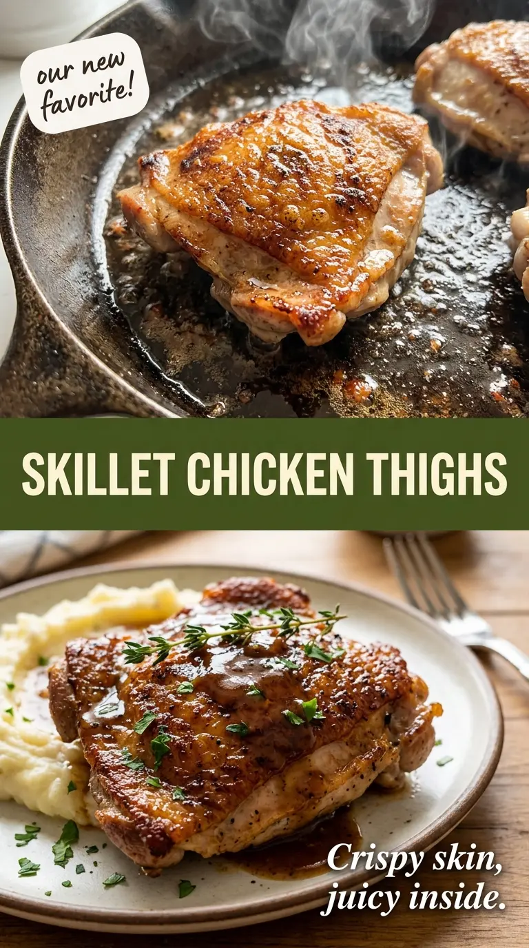 Skillet Chicken Thighs crispy garlic butter