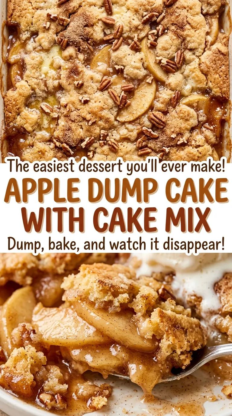 Apple dump cake with cake mix, cinnamon apple layers
