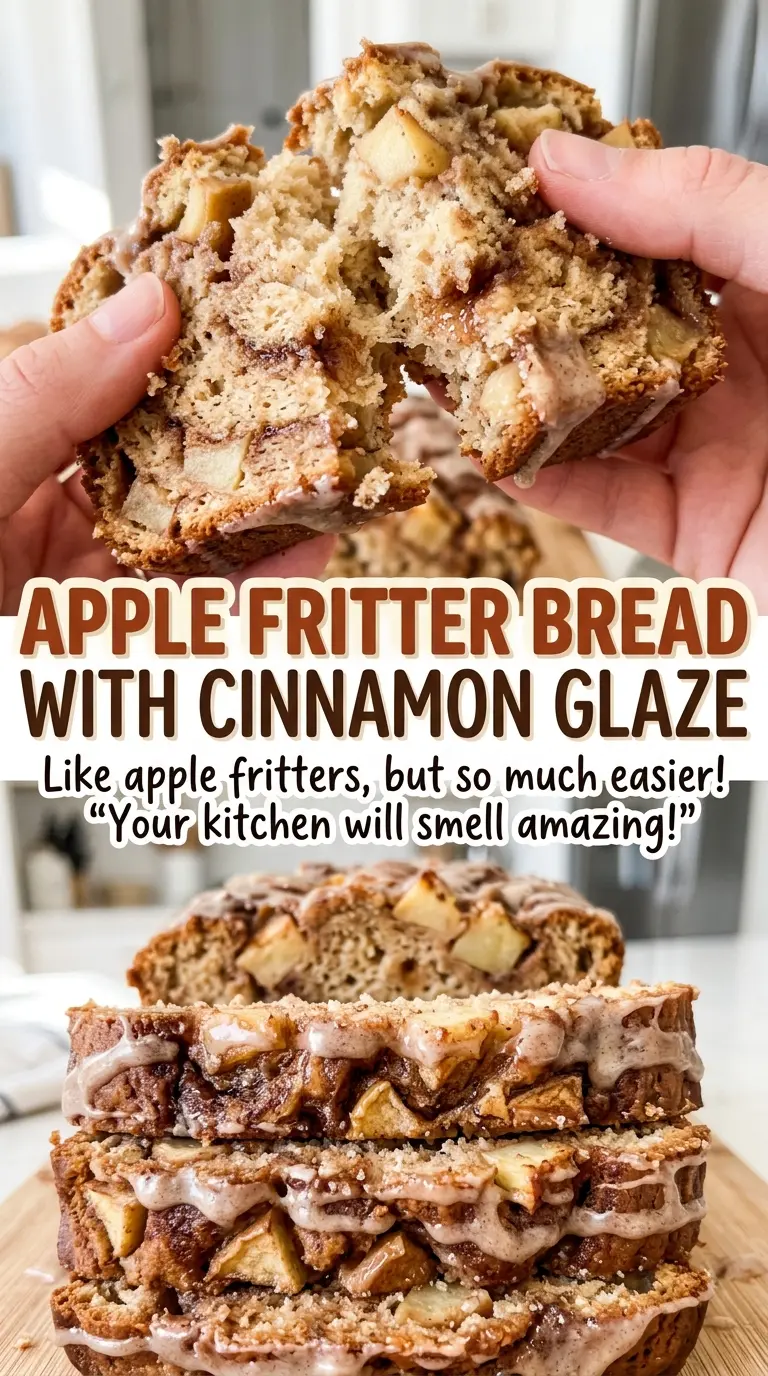 Apple Fritter Bread with Cinnamon Glaze cinnamon apple layers