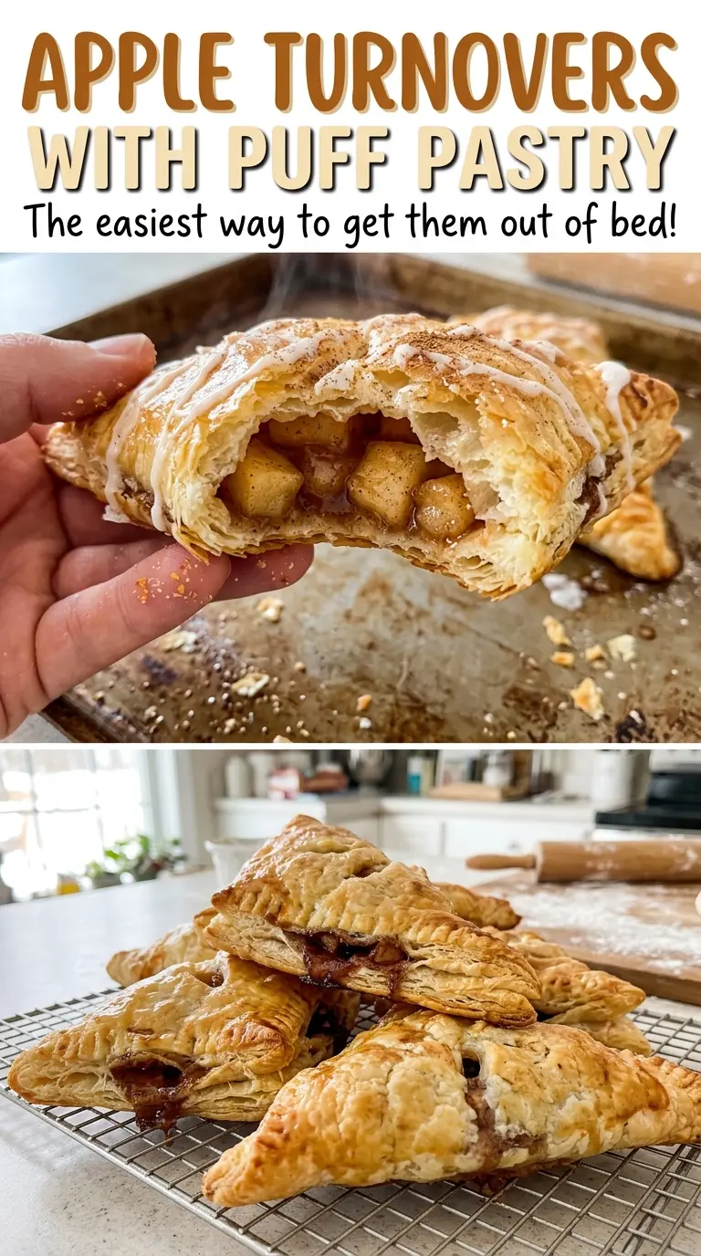 Apple turnovers with puff pastry, tender cinnamon filling
