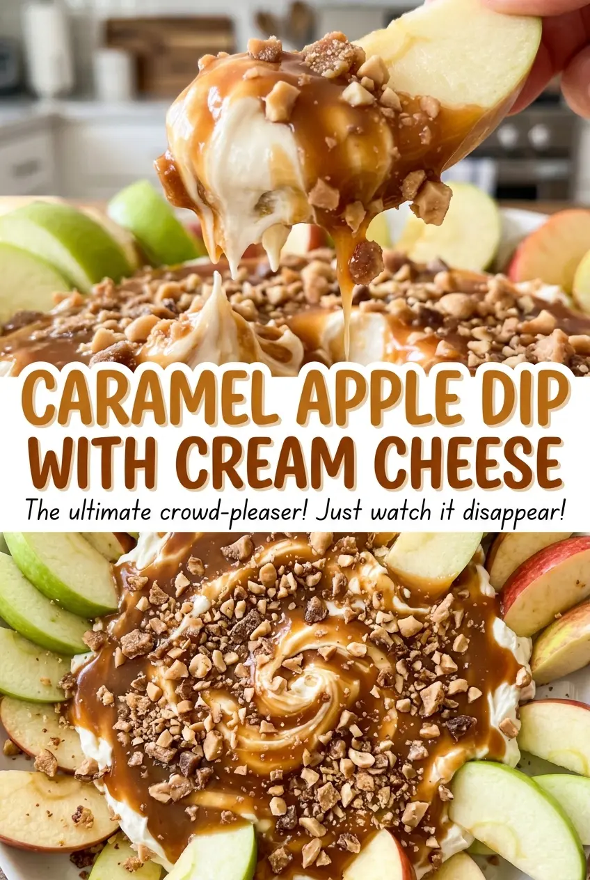 Caramel apple dip with cream cheese creamy layered