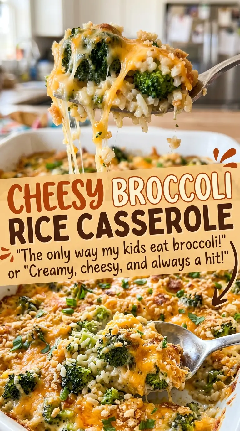 Cheesy Broccoli Rice Casserole bubbling golden cheddar
