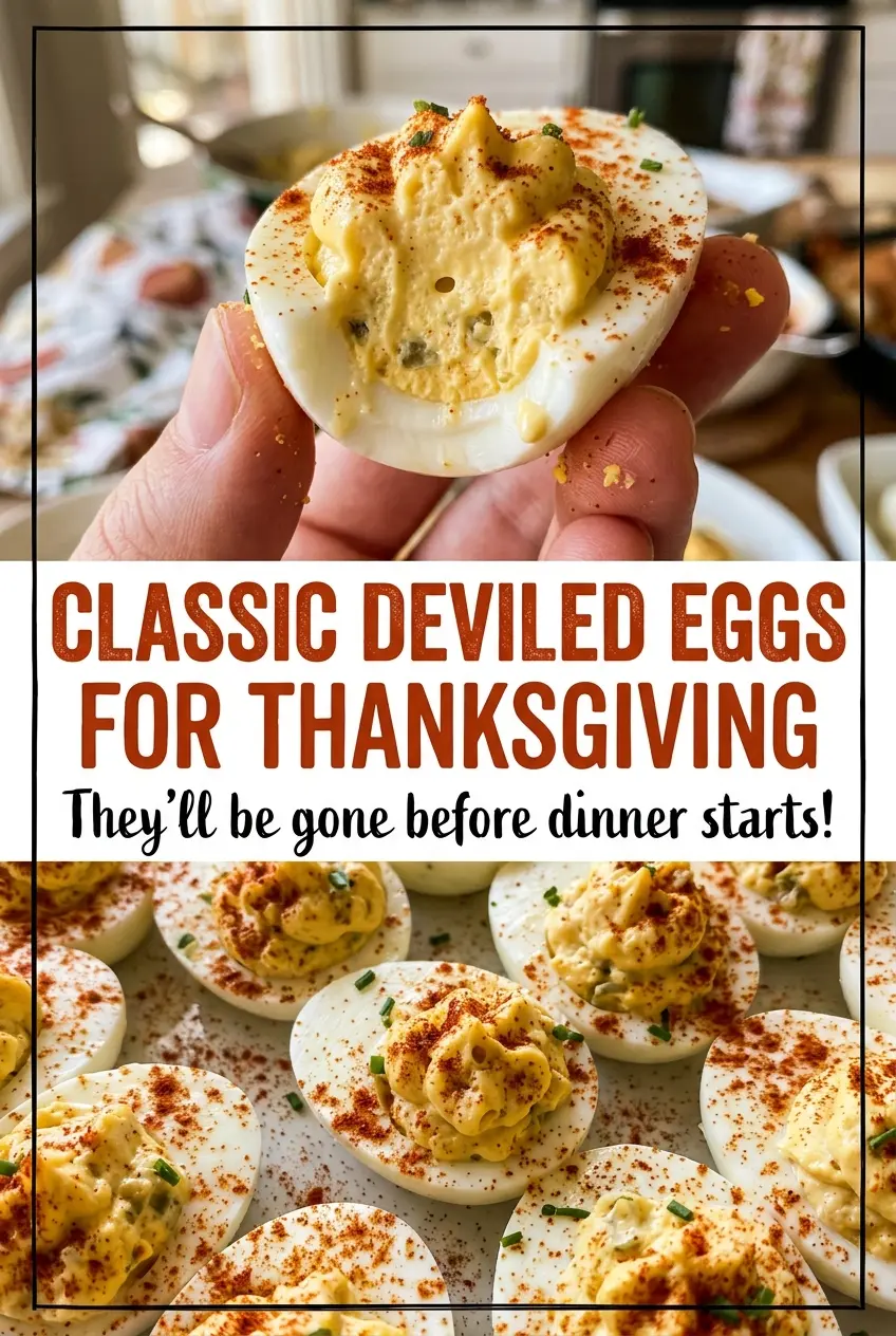 Classic Deviled Eggs for Thanksgiving, creamy paprika-topped