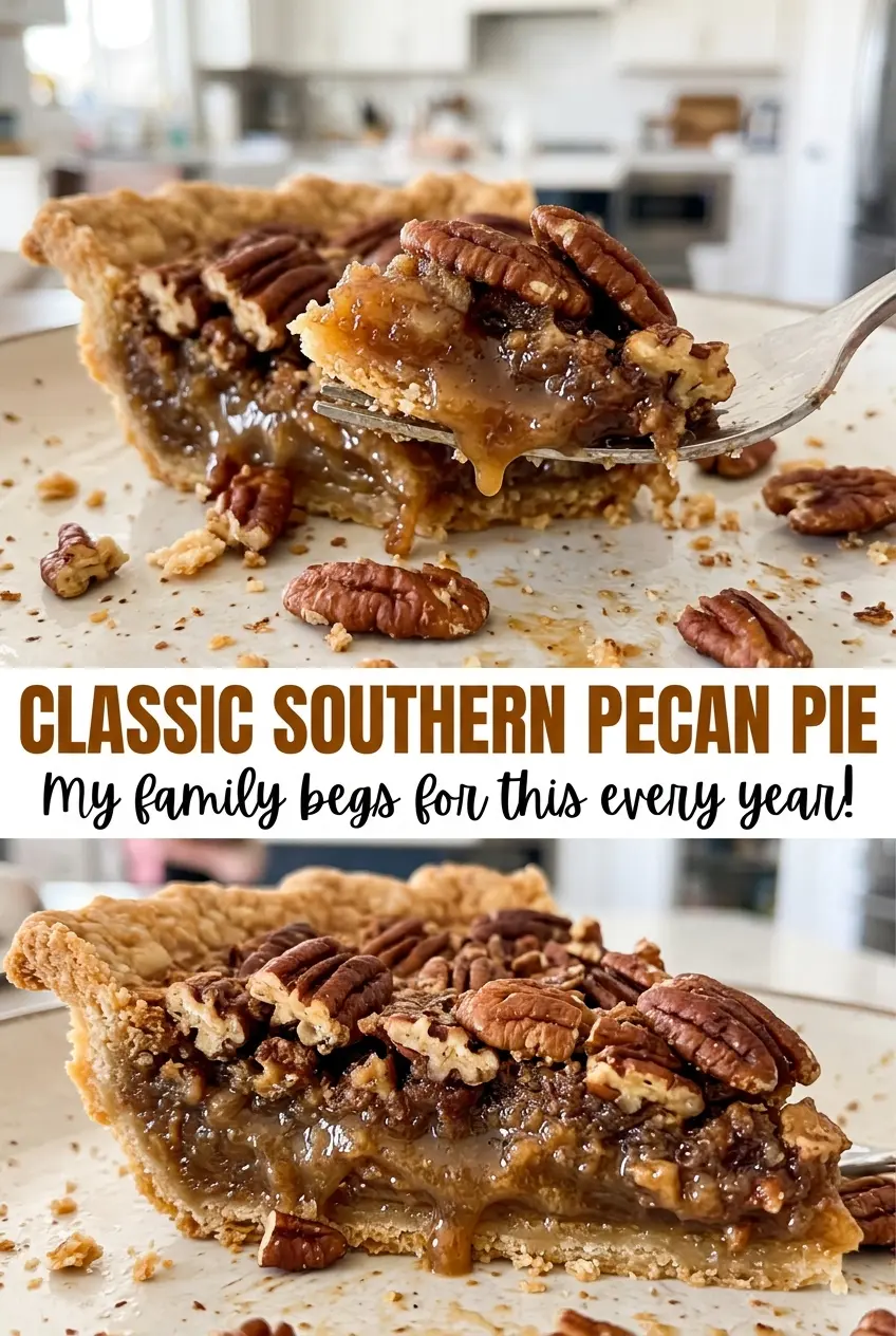 Classic Southern Pecan Pie golden pecan top