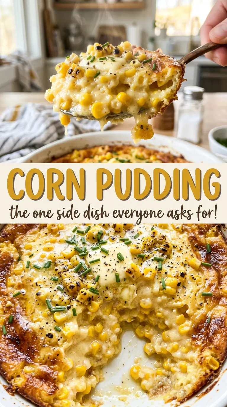Corn pudding golden top creamy center