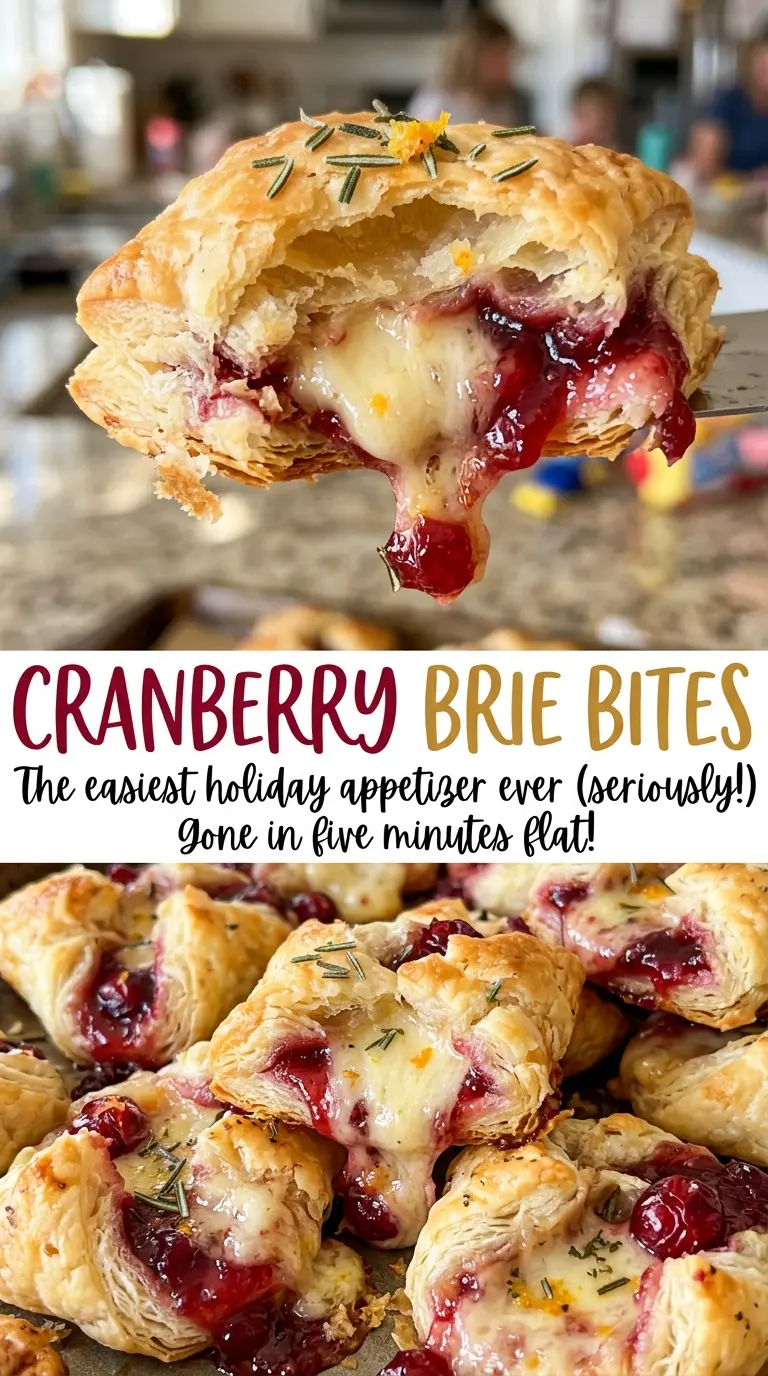 Cranberry Brie Bites with warm cheese and pecans