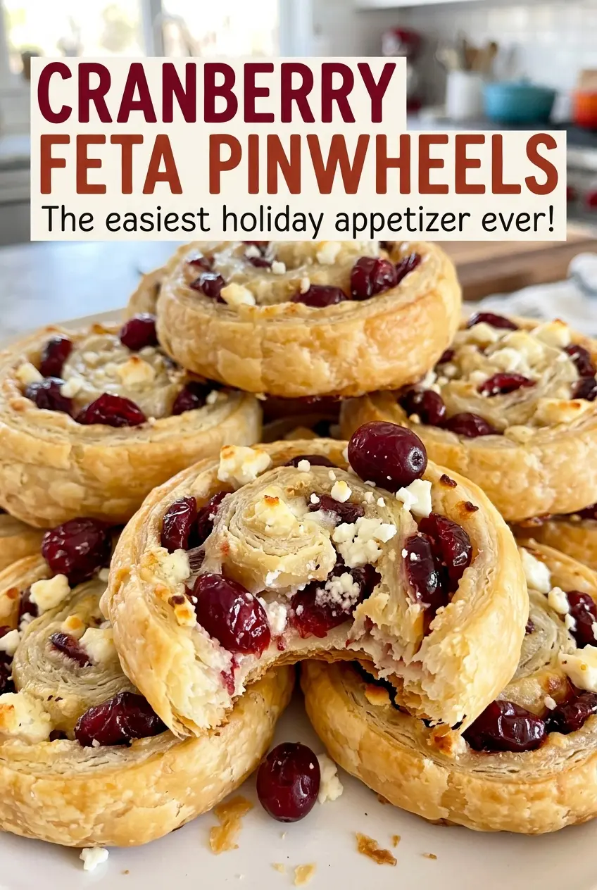 Cranberry feta pinwheels with flaky golden layers