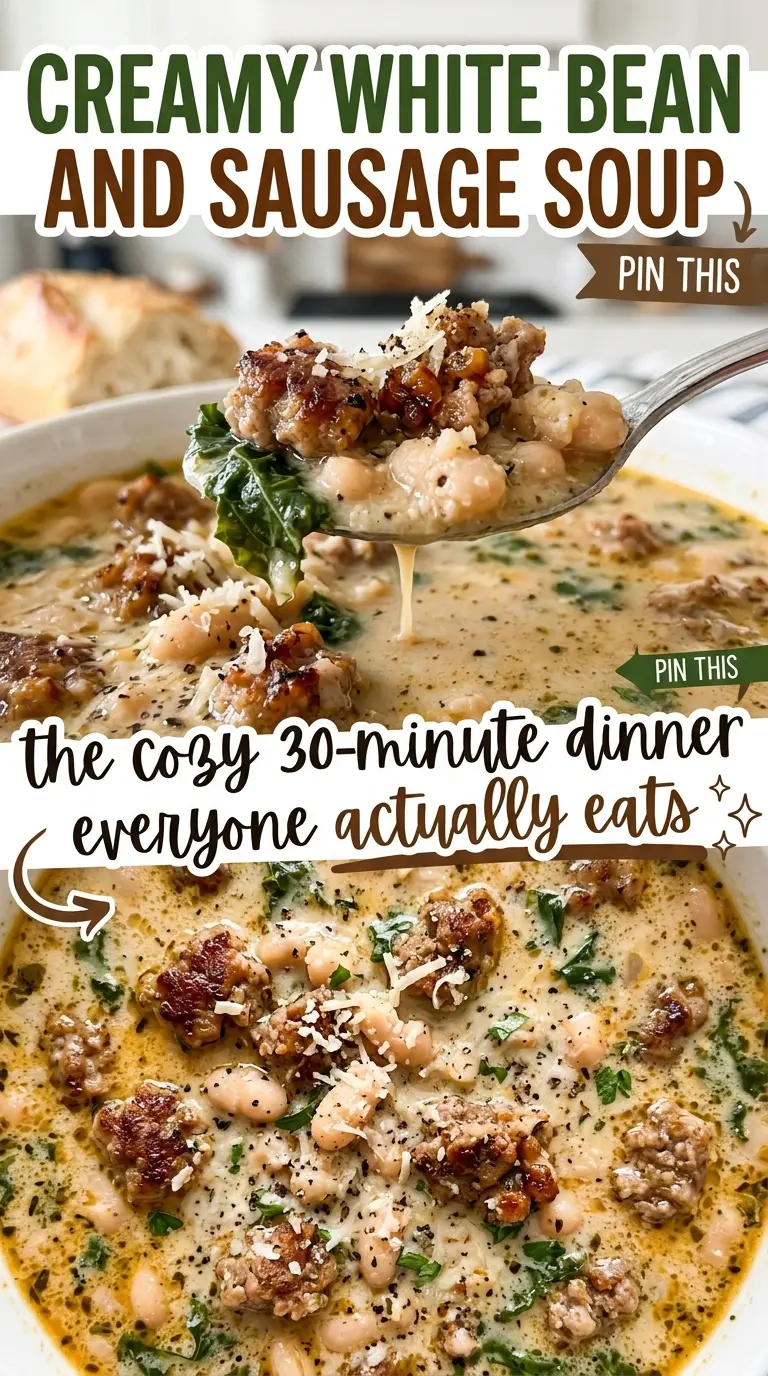 Creamy White Bean and Sausage Soup, creamy and hearty
