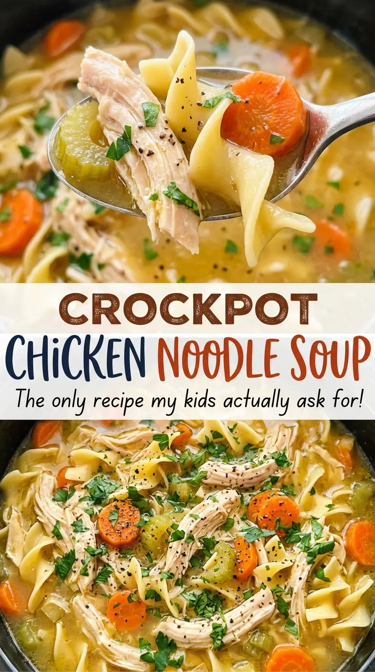 Crockpot Chicken Noodle Soup, cozy slow-cooked bowl
