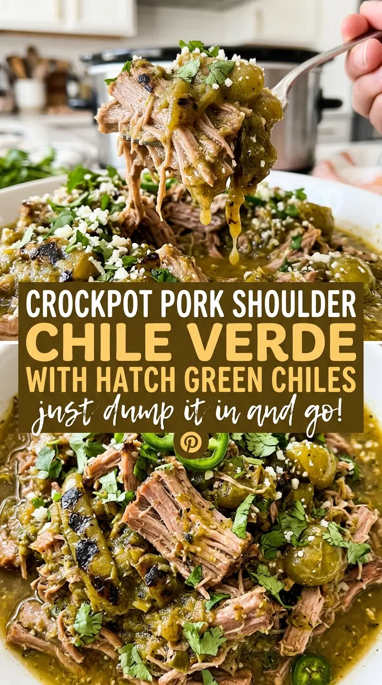 Crockpot Pork Shoulder Chile Verde with Hatch Green Chiles, bright green and hearty
